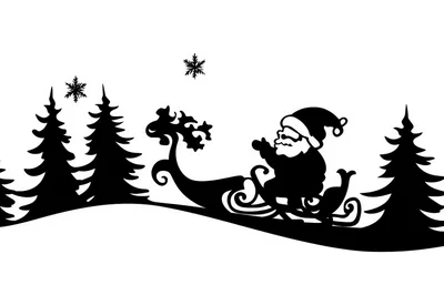 Santa Claus Riding Sleigh Silhouette Christmas Graphic