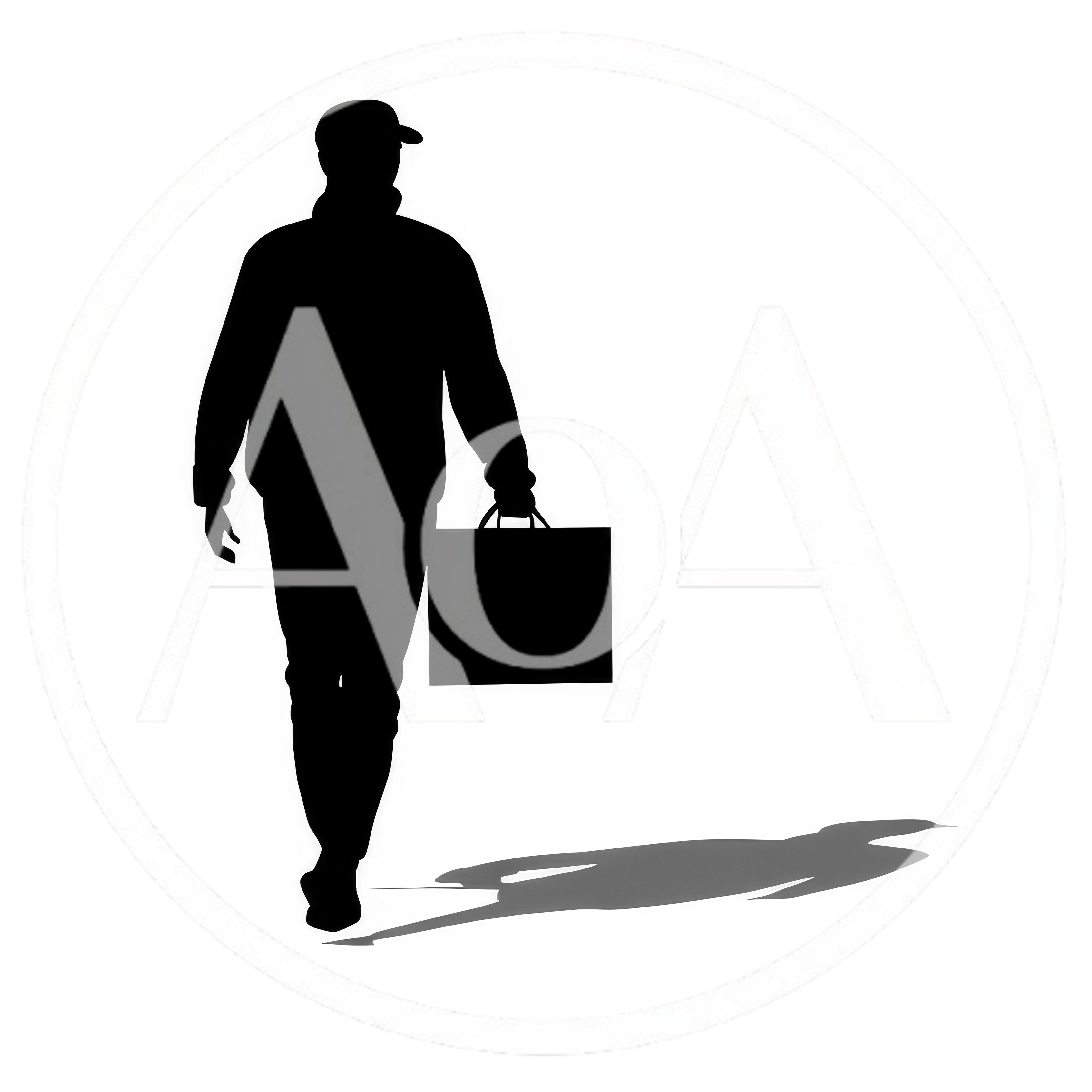Silhouette Of A Man Walking With A Shopping Bag