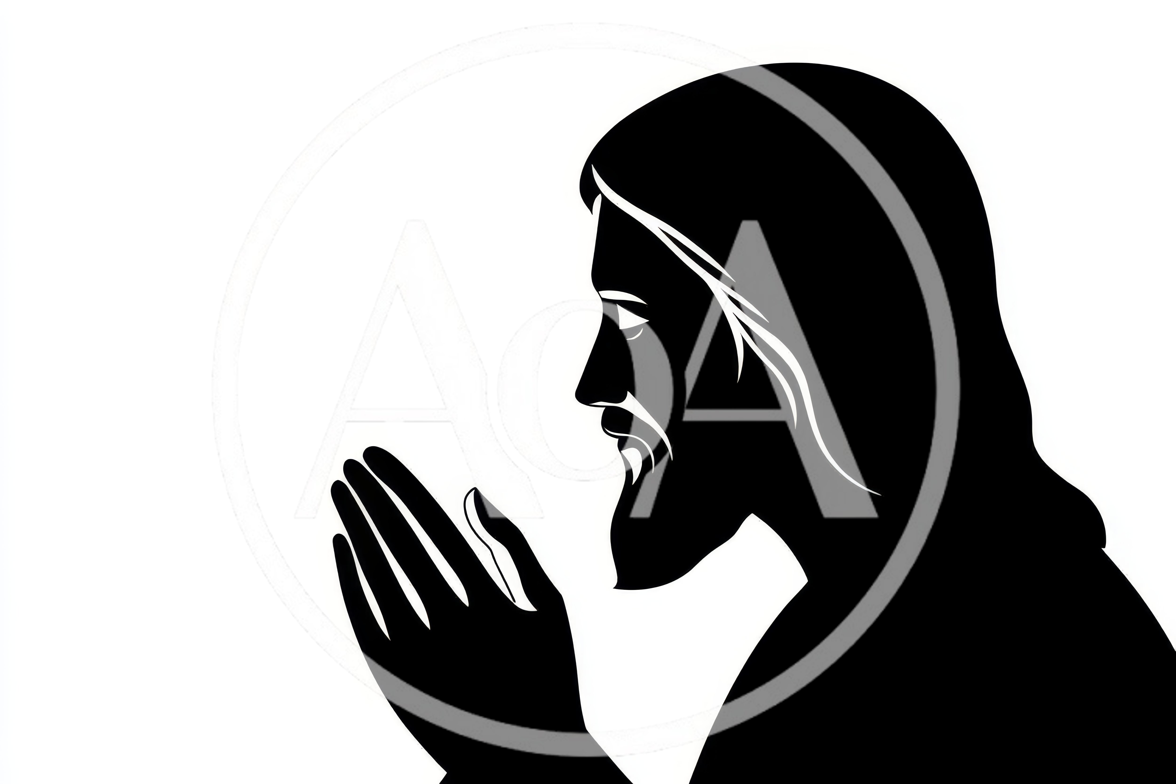 Silhouette Of Jesus Christ Praying In Profile