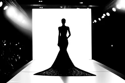 Silhouette Of A Fashion Model On A Runway