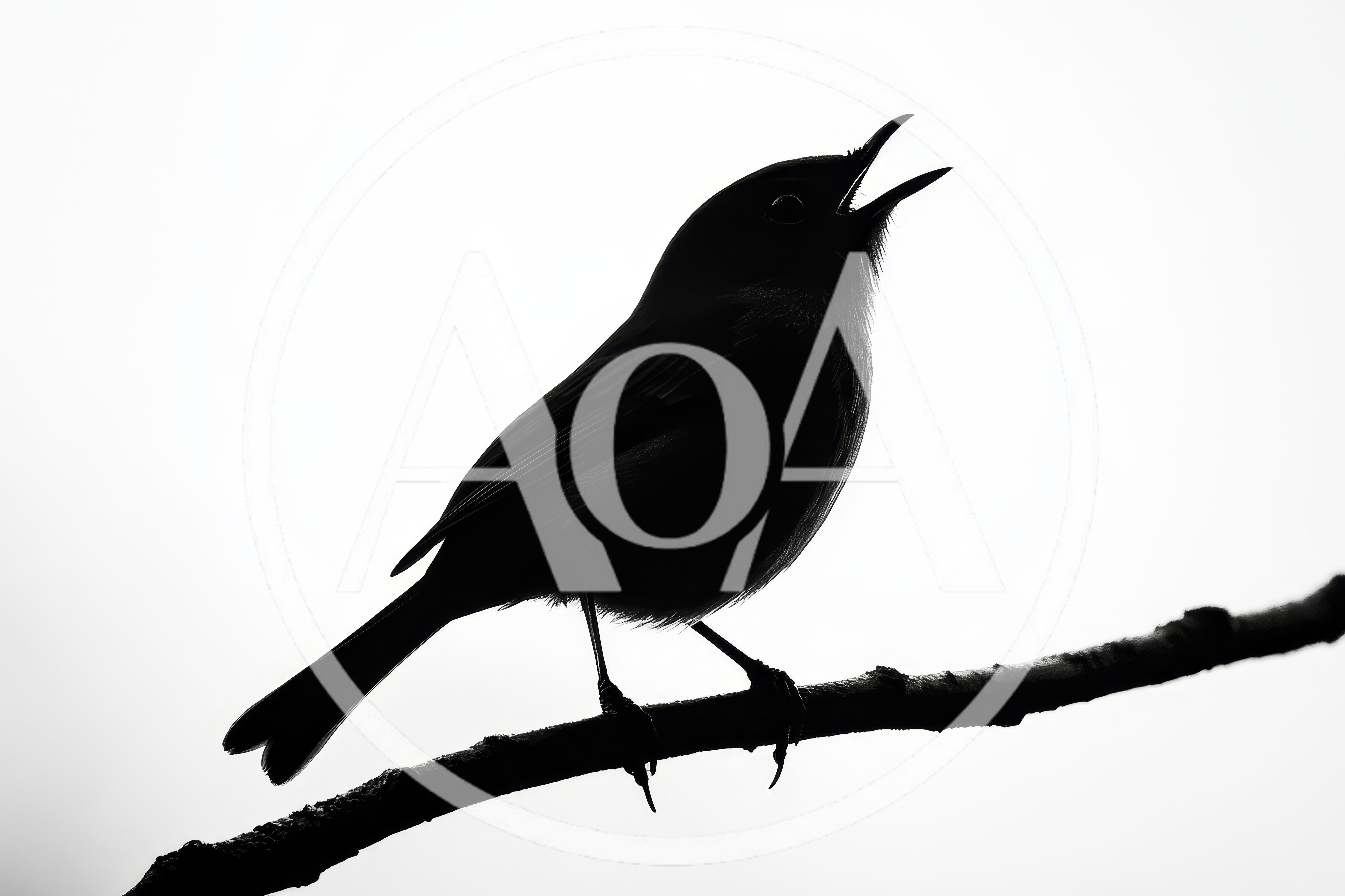 Silhouette Of A Singing Bird On A Branch