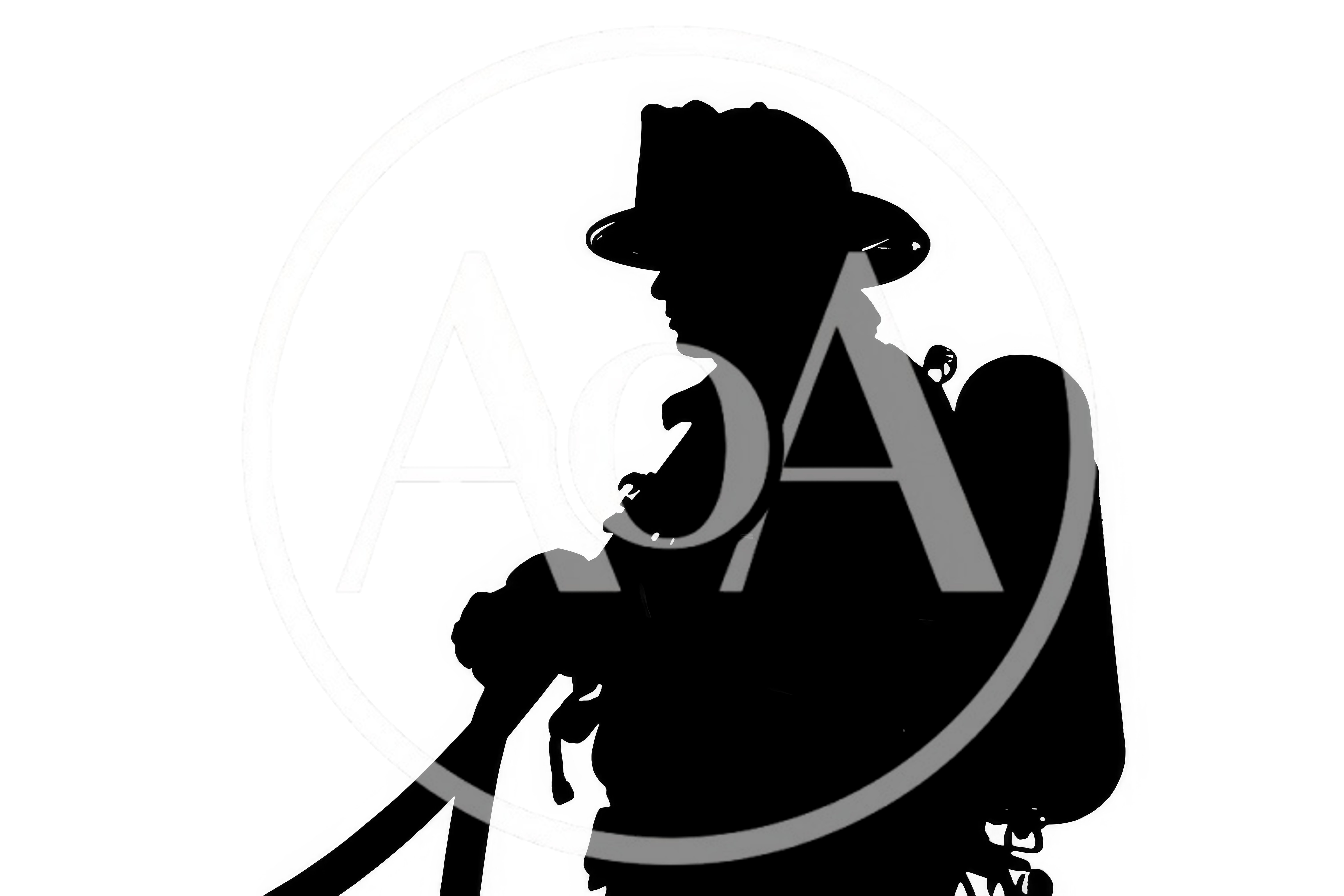 Silhouette Of A Firefighter Holding A Hose