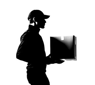 Silhouette Of A Delivery Person Carrying A Package
