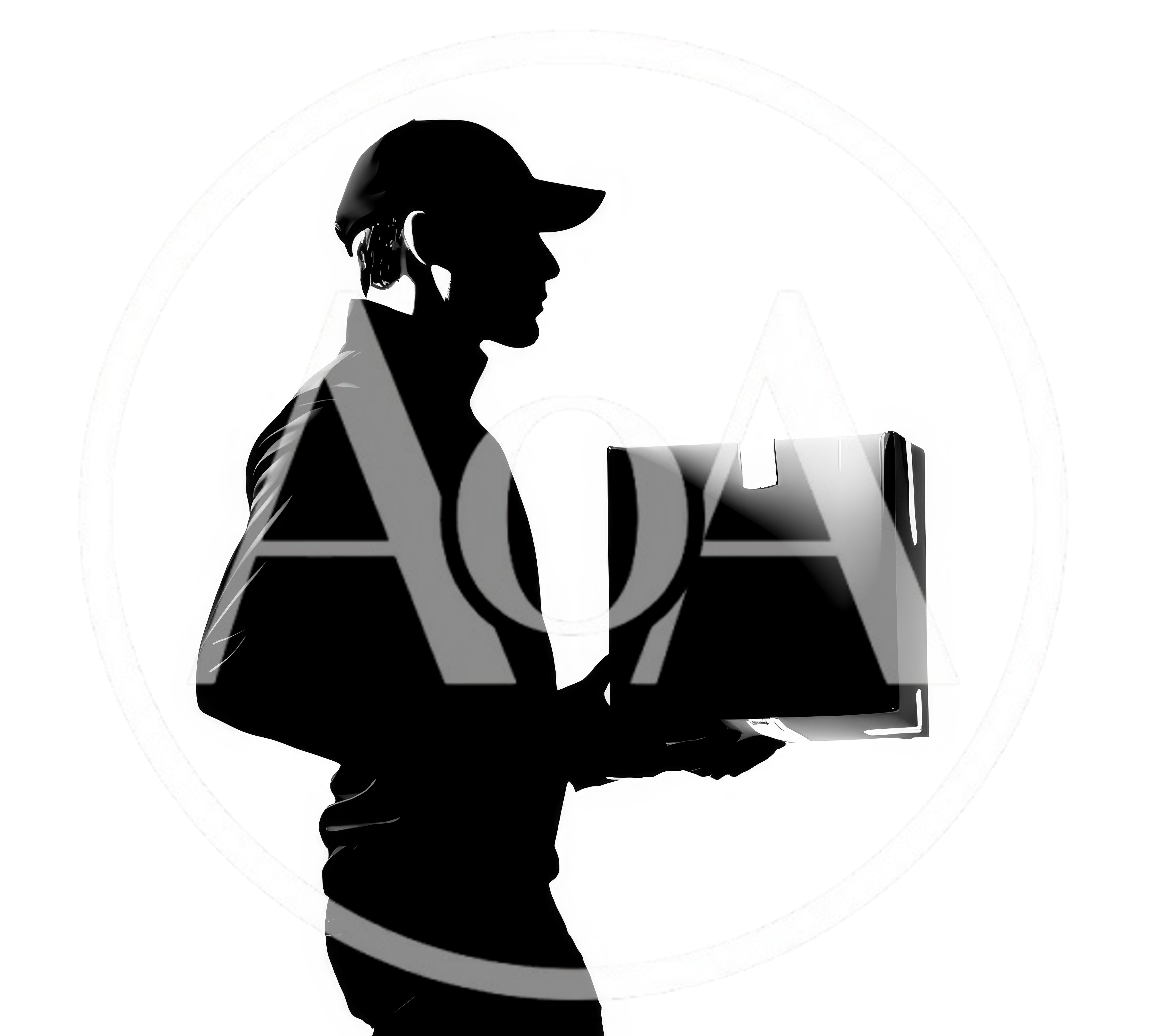 Silhouette Of A Delivery Person Carrying A Package