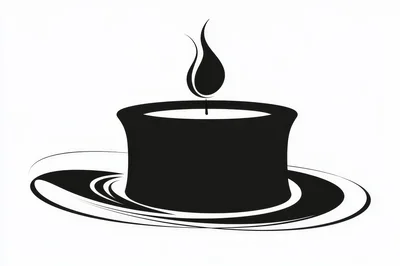 Minimalist Black Candle Icon With Stylized Flame