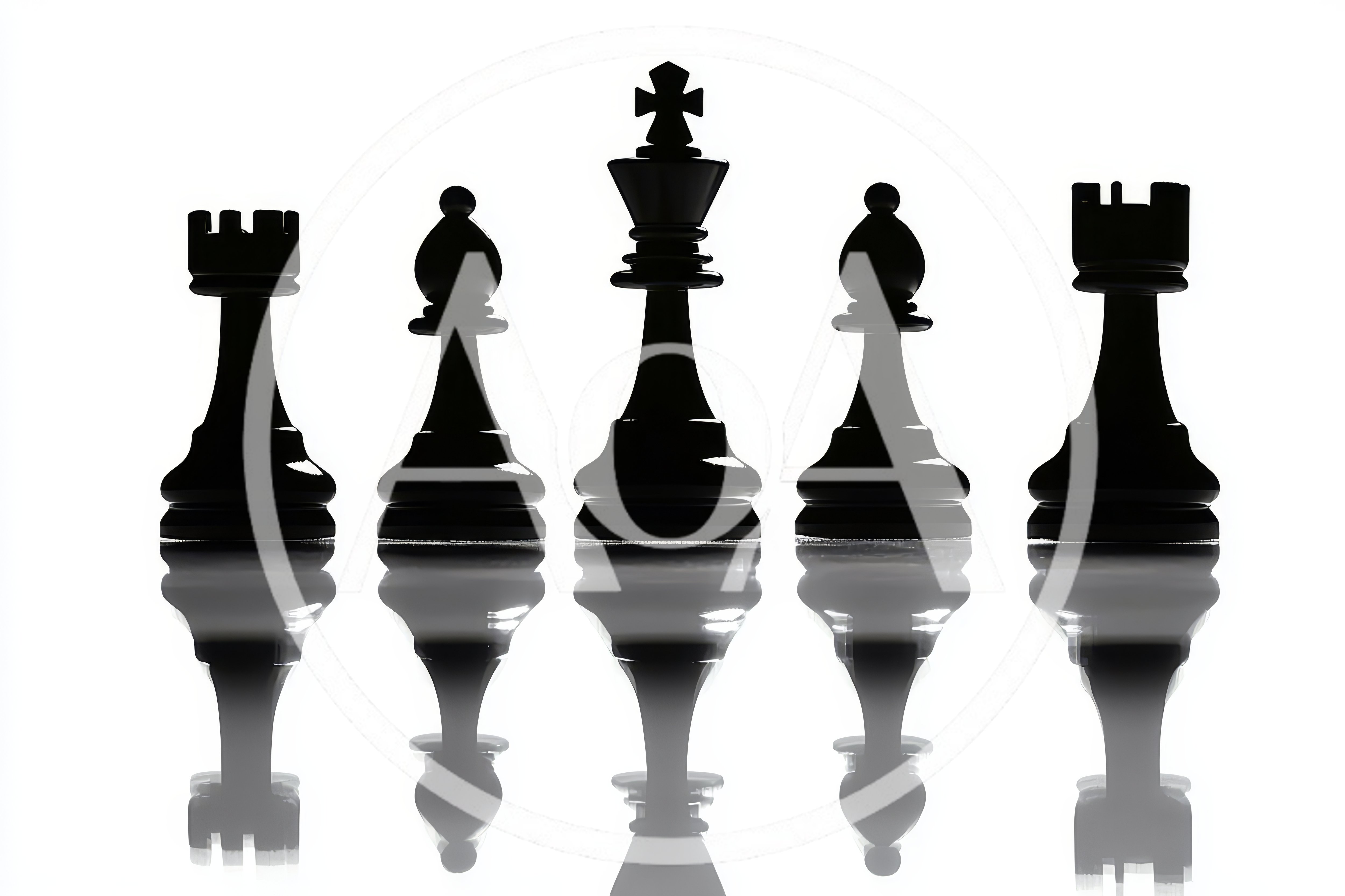 Silhouette Of Chess Pieces On Reflective Surface
