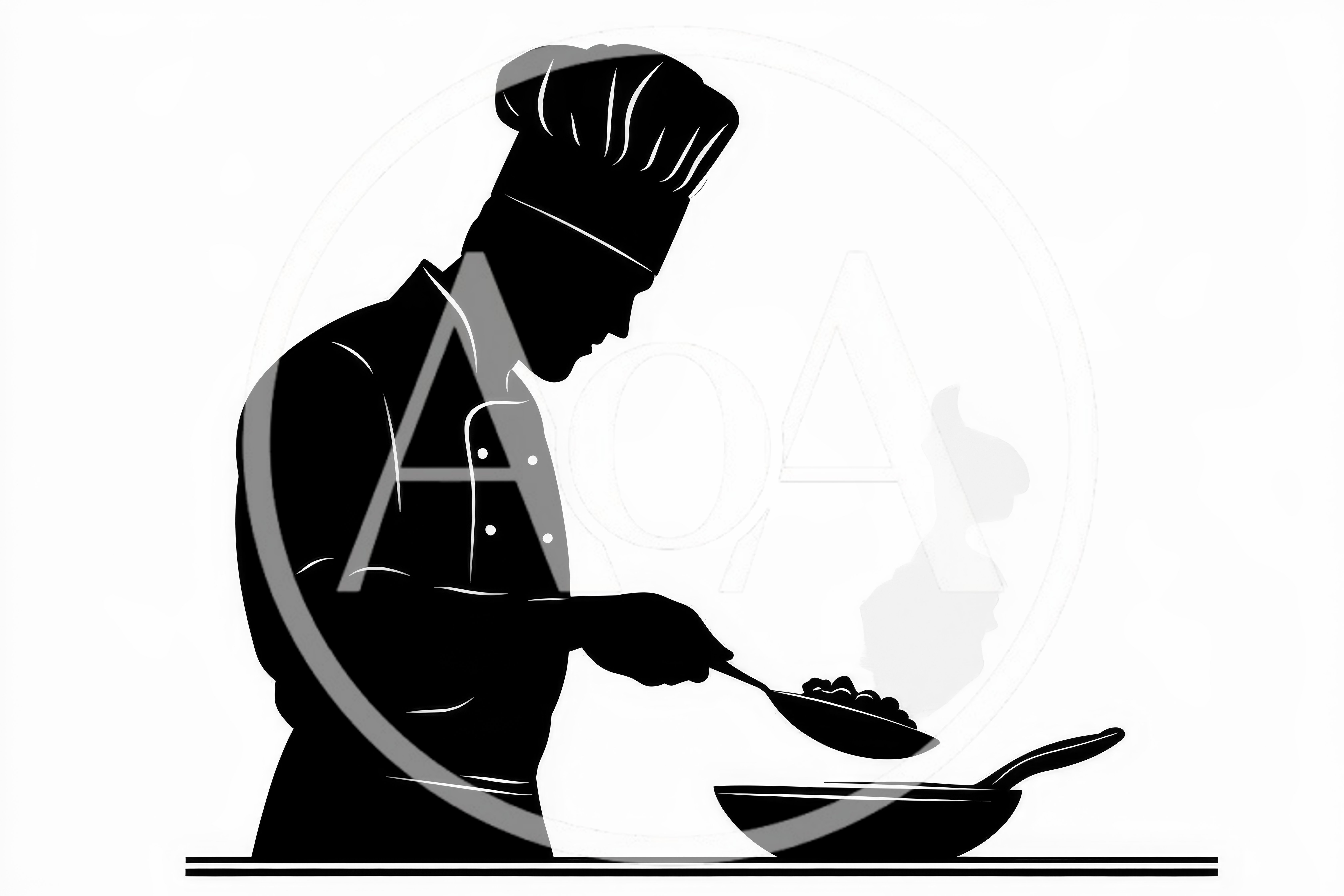 Silhouette Of A Professional Chef Cooking In A Kitchen