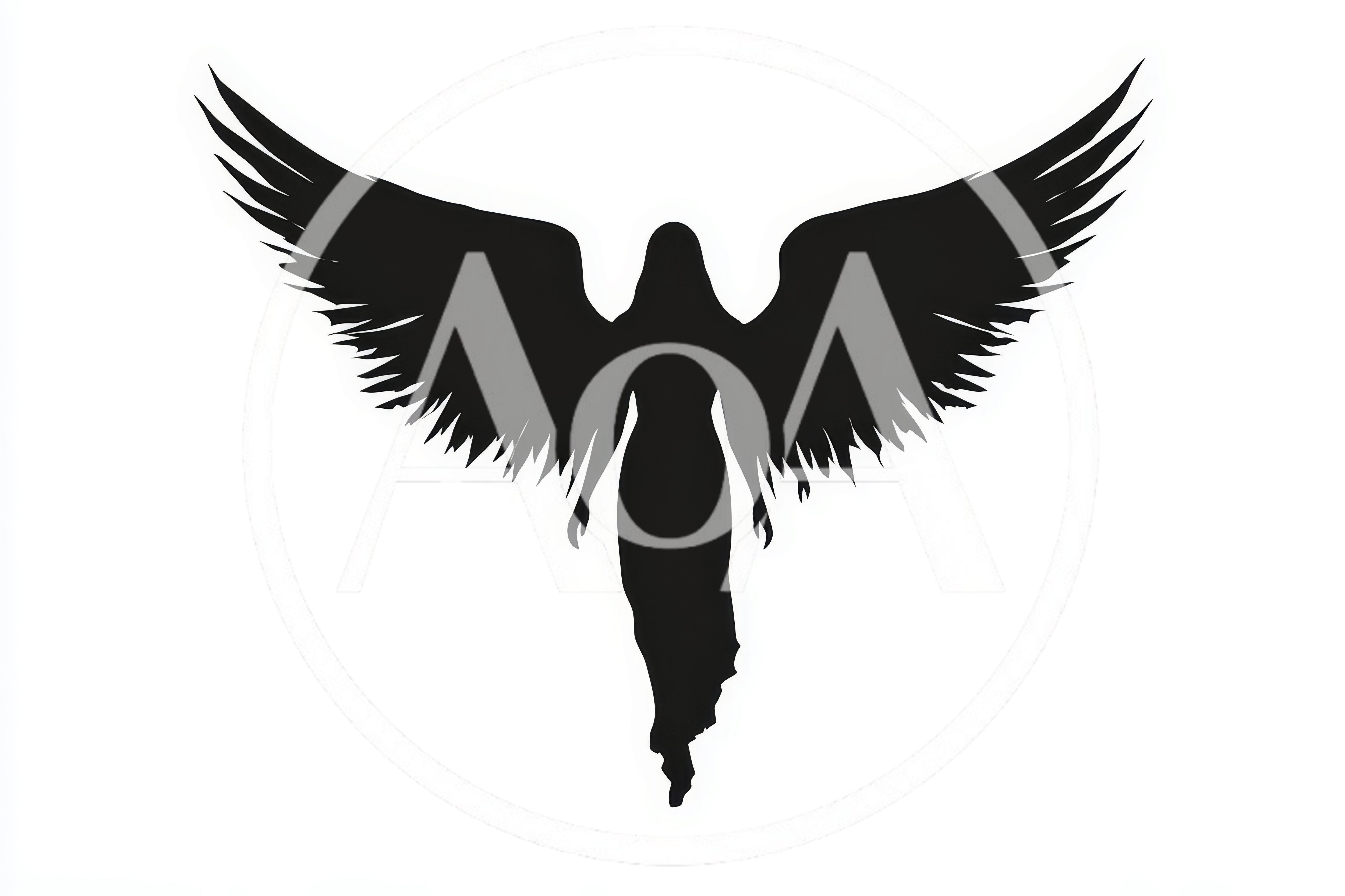 Black Silhouette Of An Angel With Spread Wings