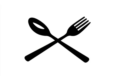 Black Silhouette Of Crossed Spoon And Fork