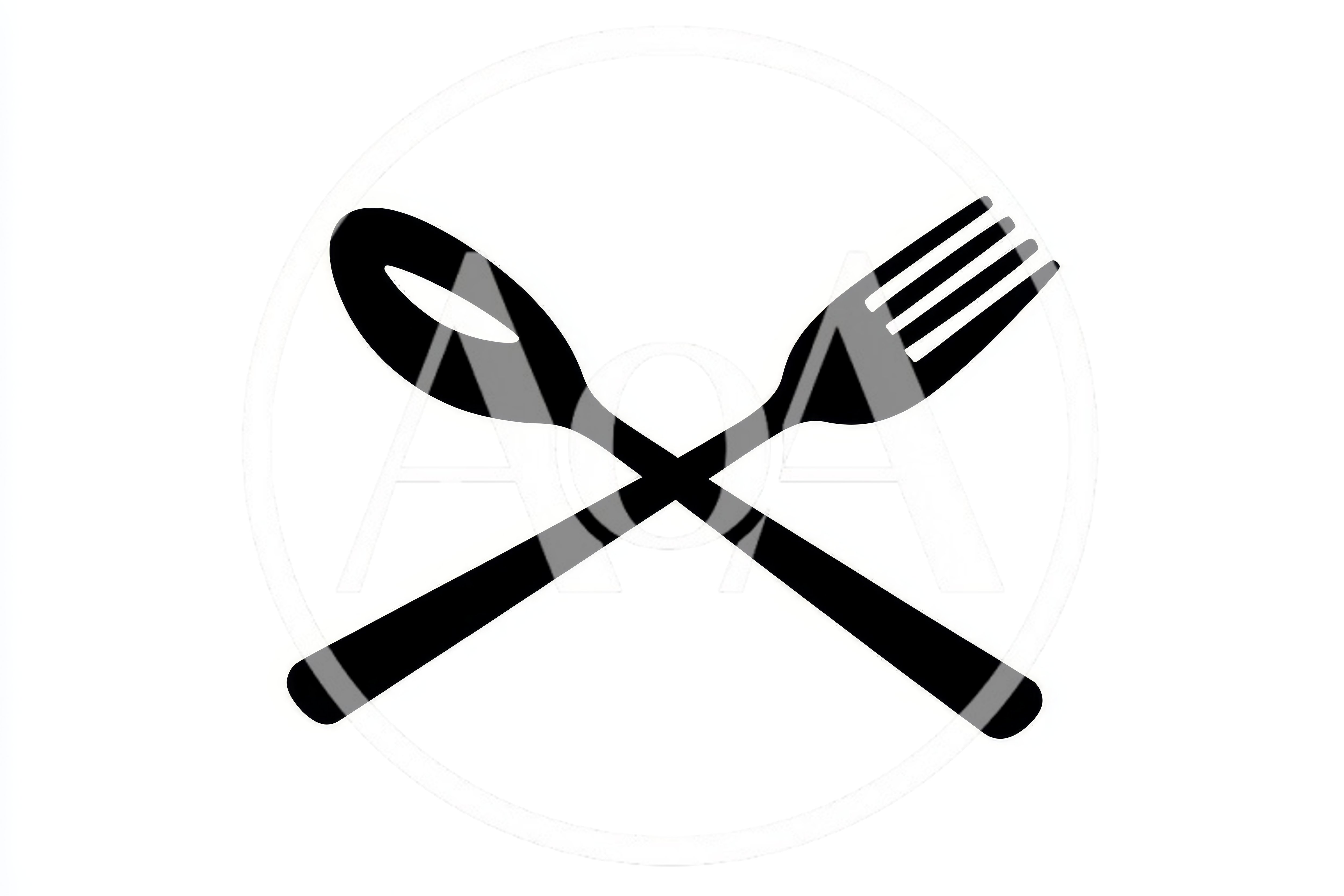 Black Silhouette Of Crossed Spoon And Fork