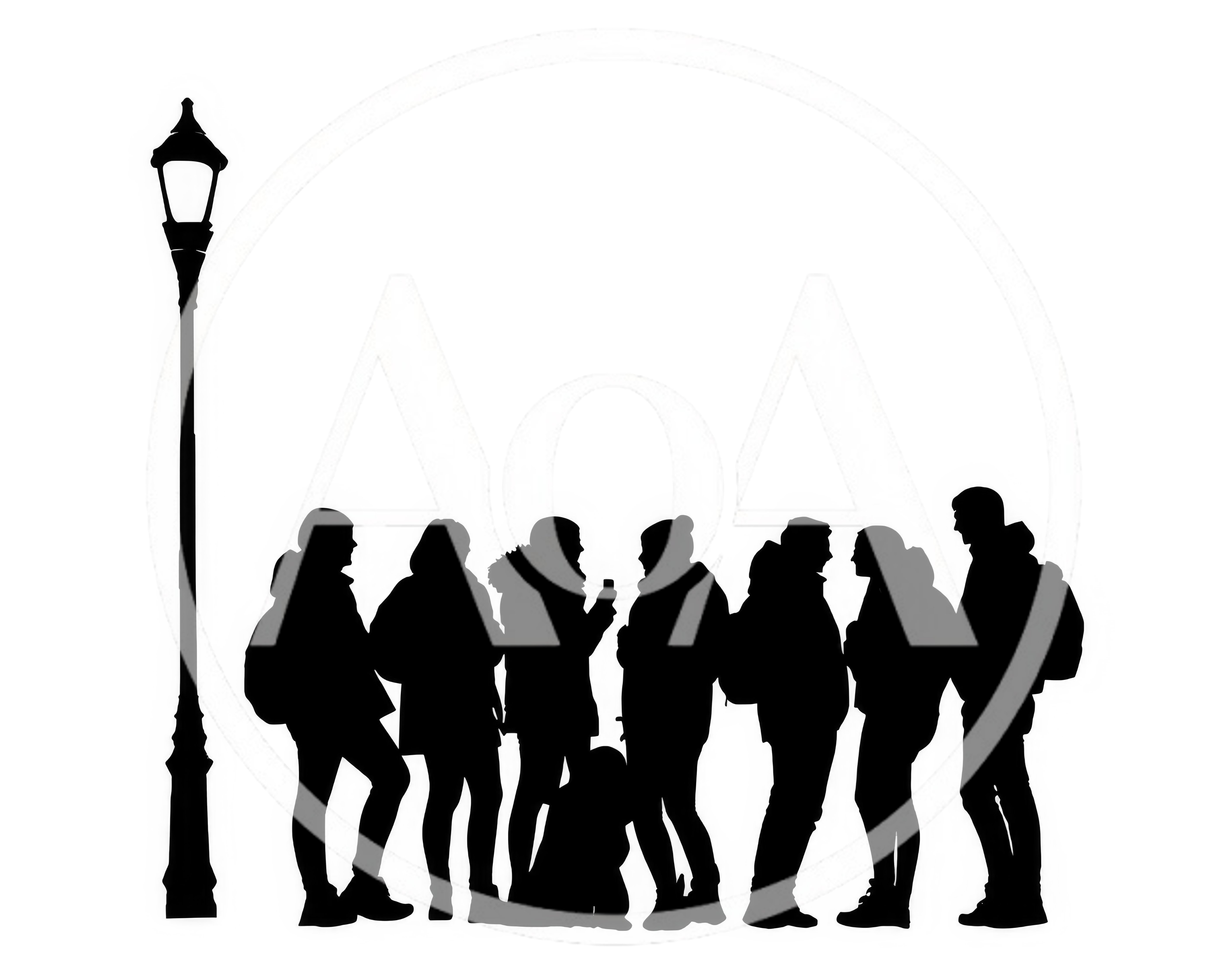 Silhouette Of A Group Of Students Standing Together