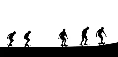 Silhouette Sequence Of A Skateboarder Performing A Trick