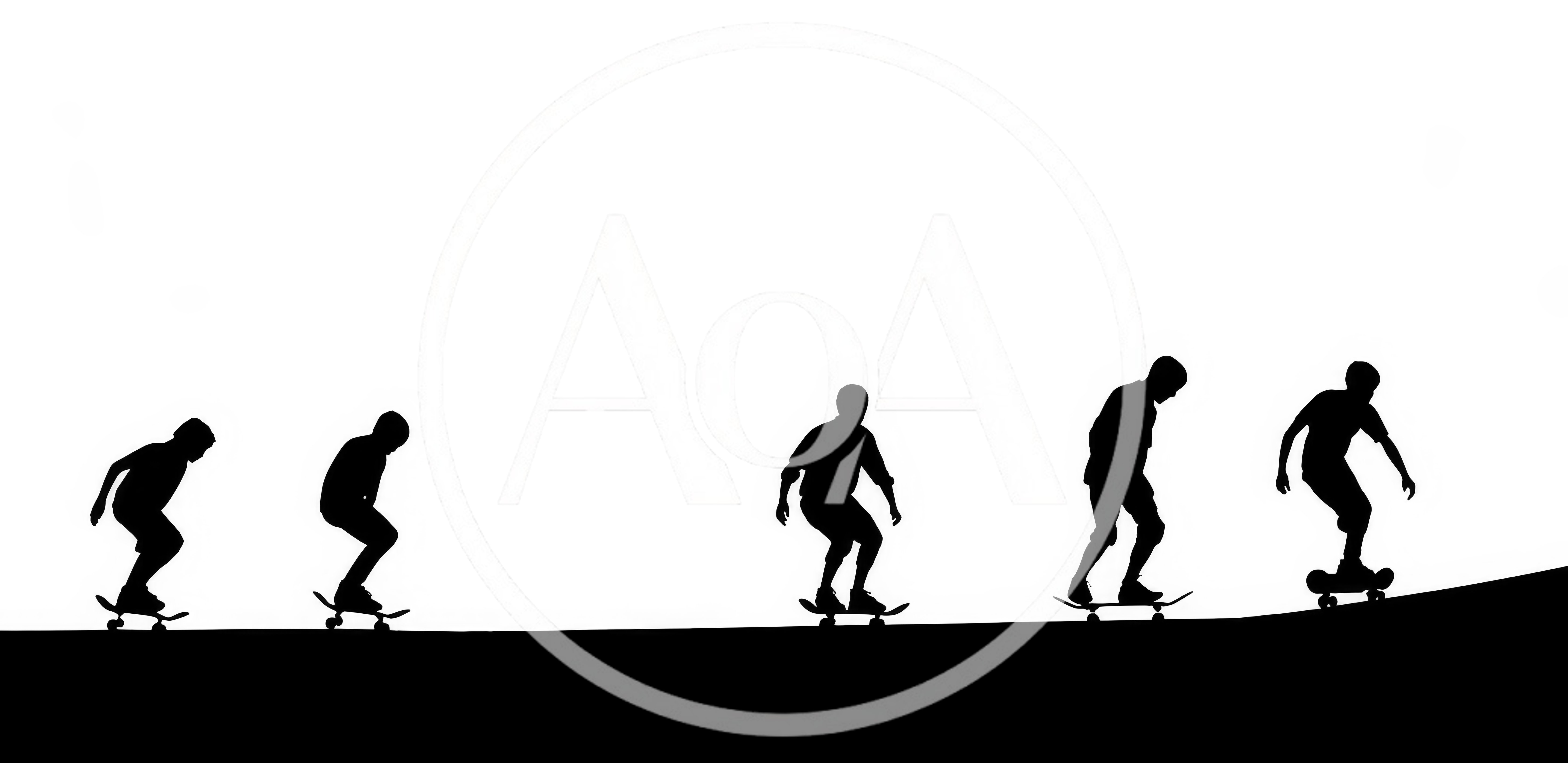 Silhouette Sequence Of A Skateboarder Performing A Trick