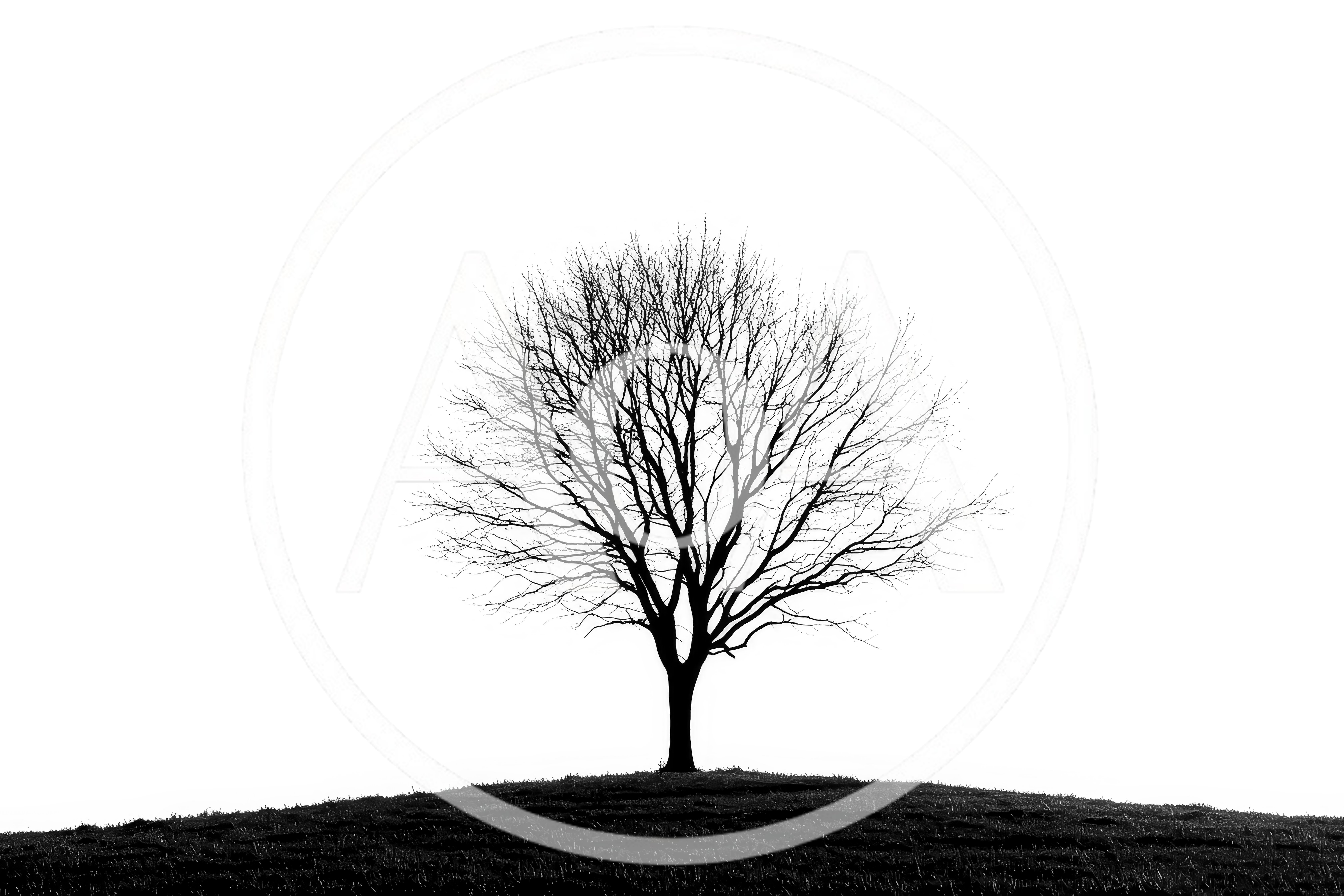 Silhouette Of A Bare Tree On A Hill