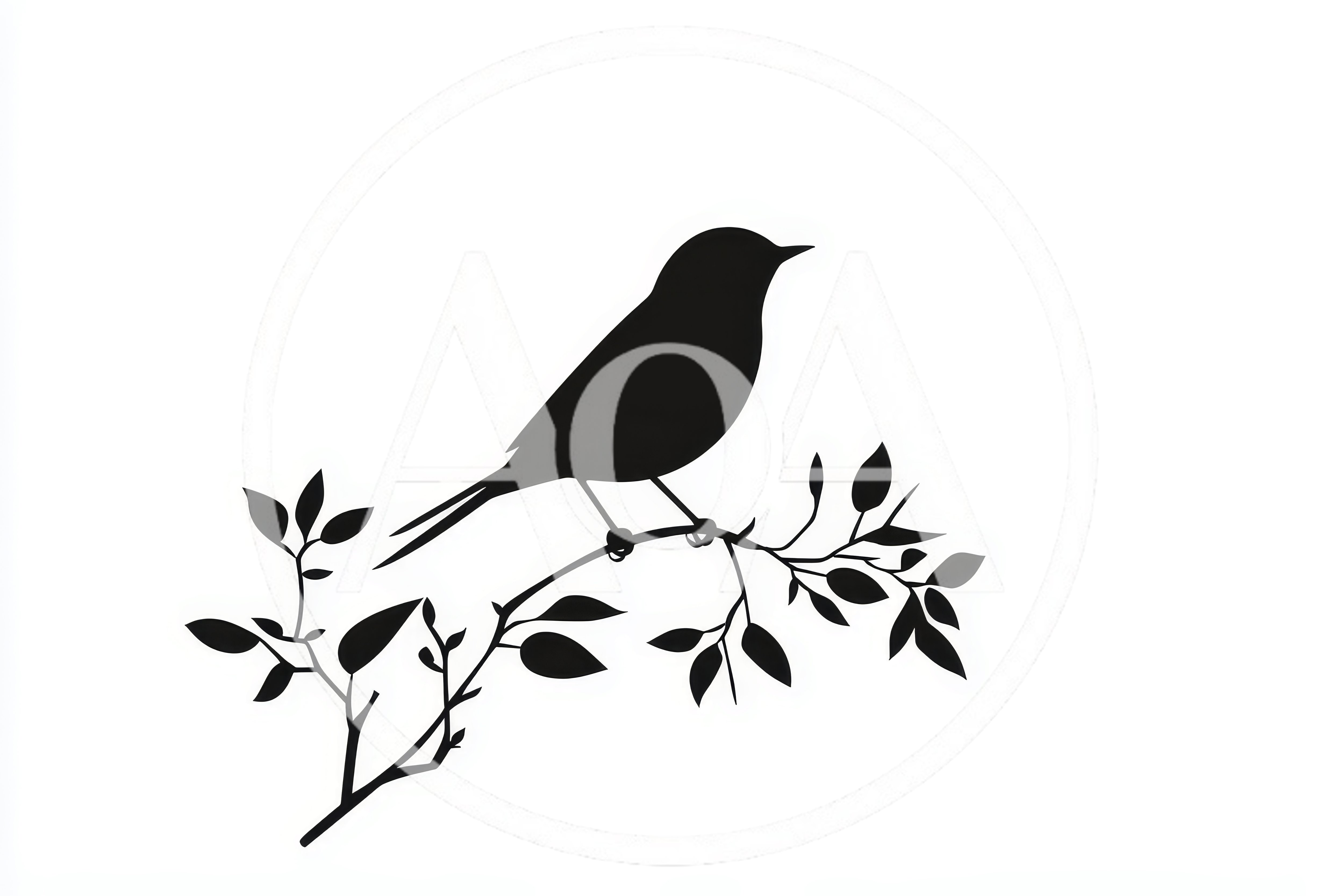 Black Silhouette Of A Bird Perched On A Branch