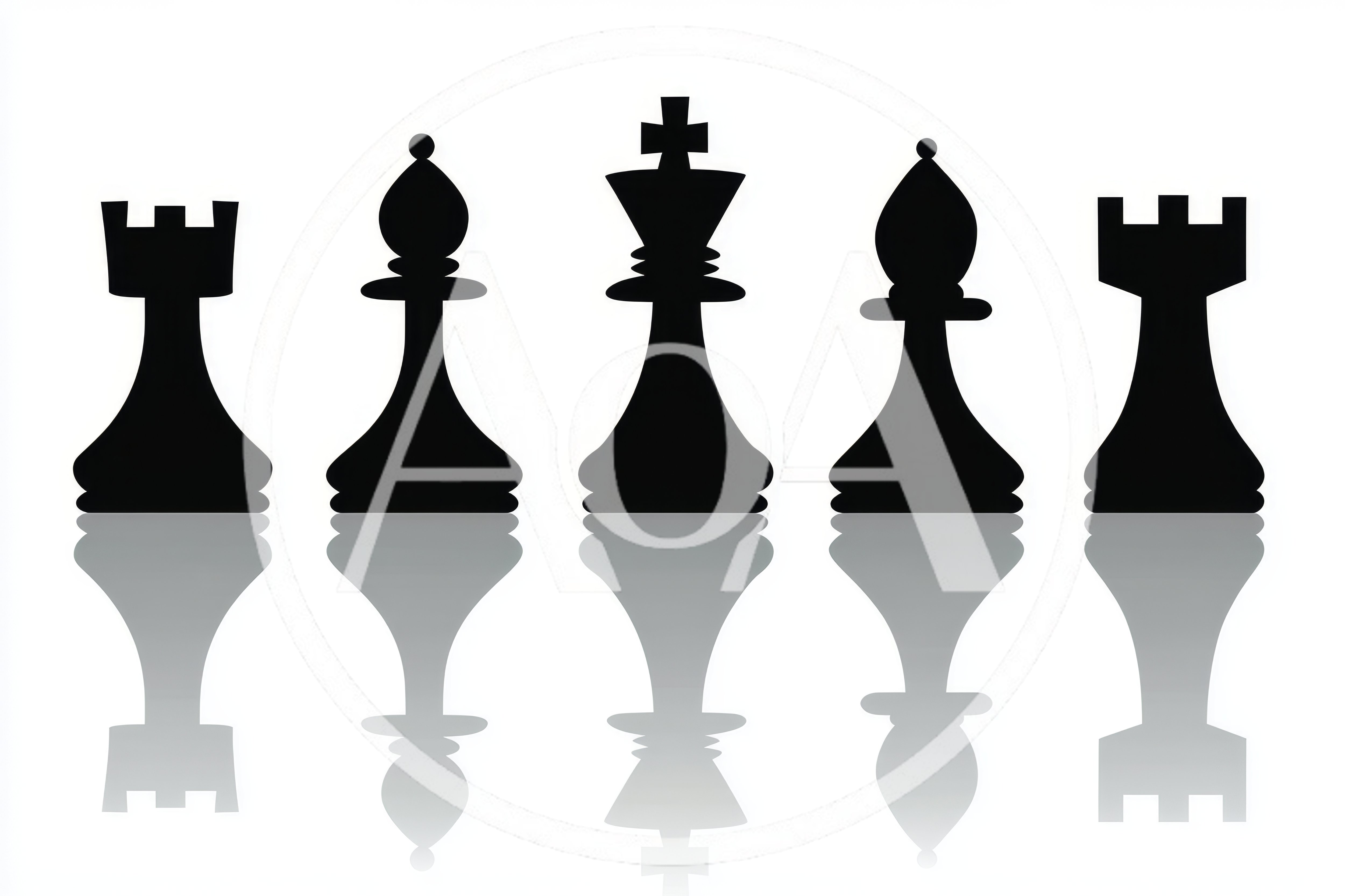 Black Chess Pieces Silhouettes With Reflections