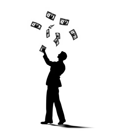 Silhouette Of A Businessman Throwing Money In The Air