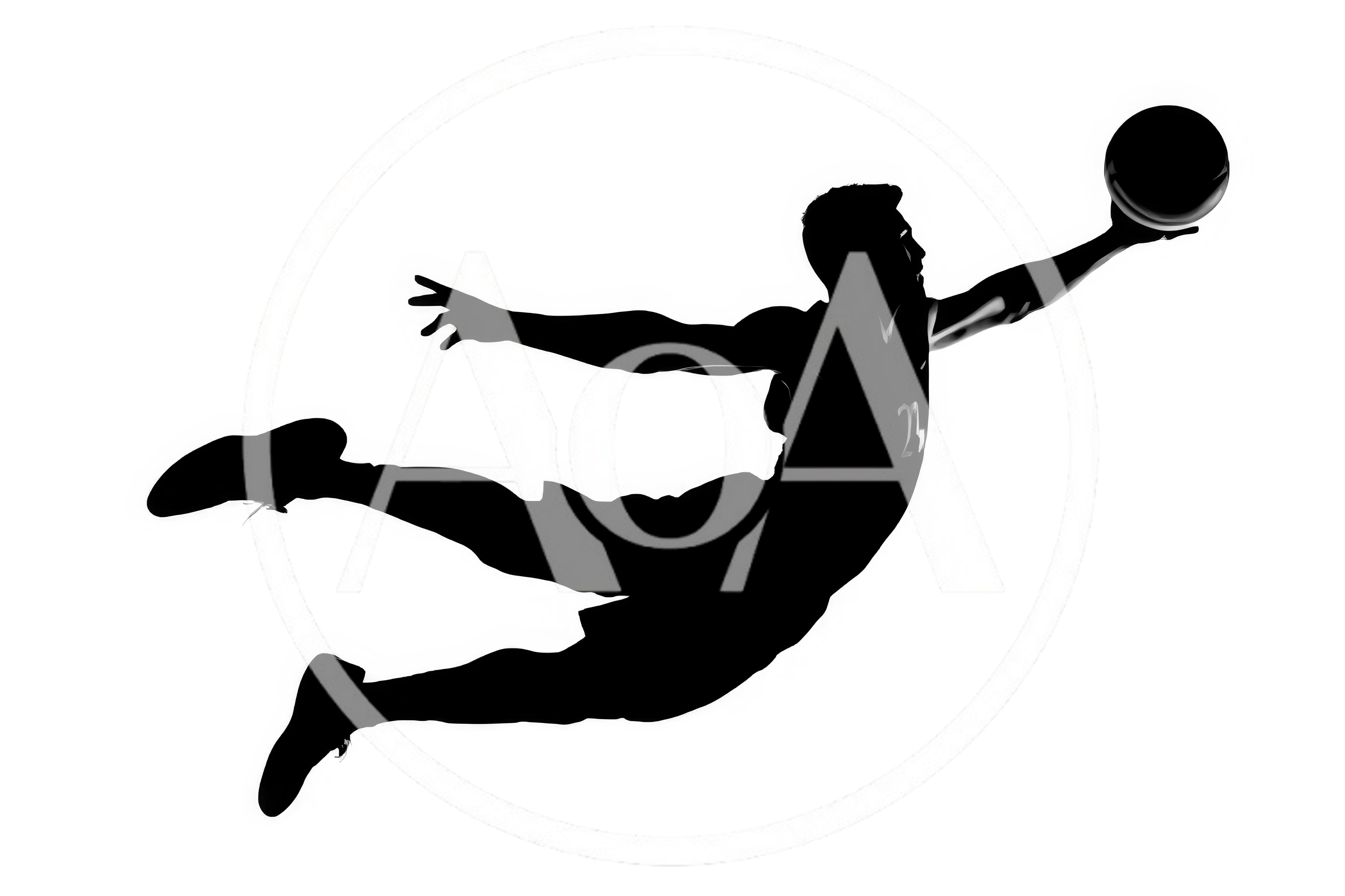 Silhouette Of A Basketball Player Jumping For A Dunk