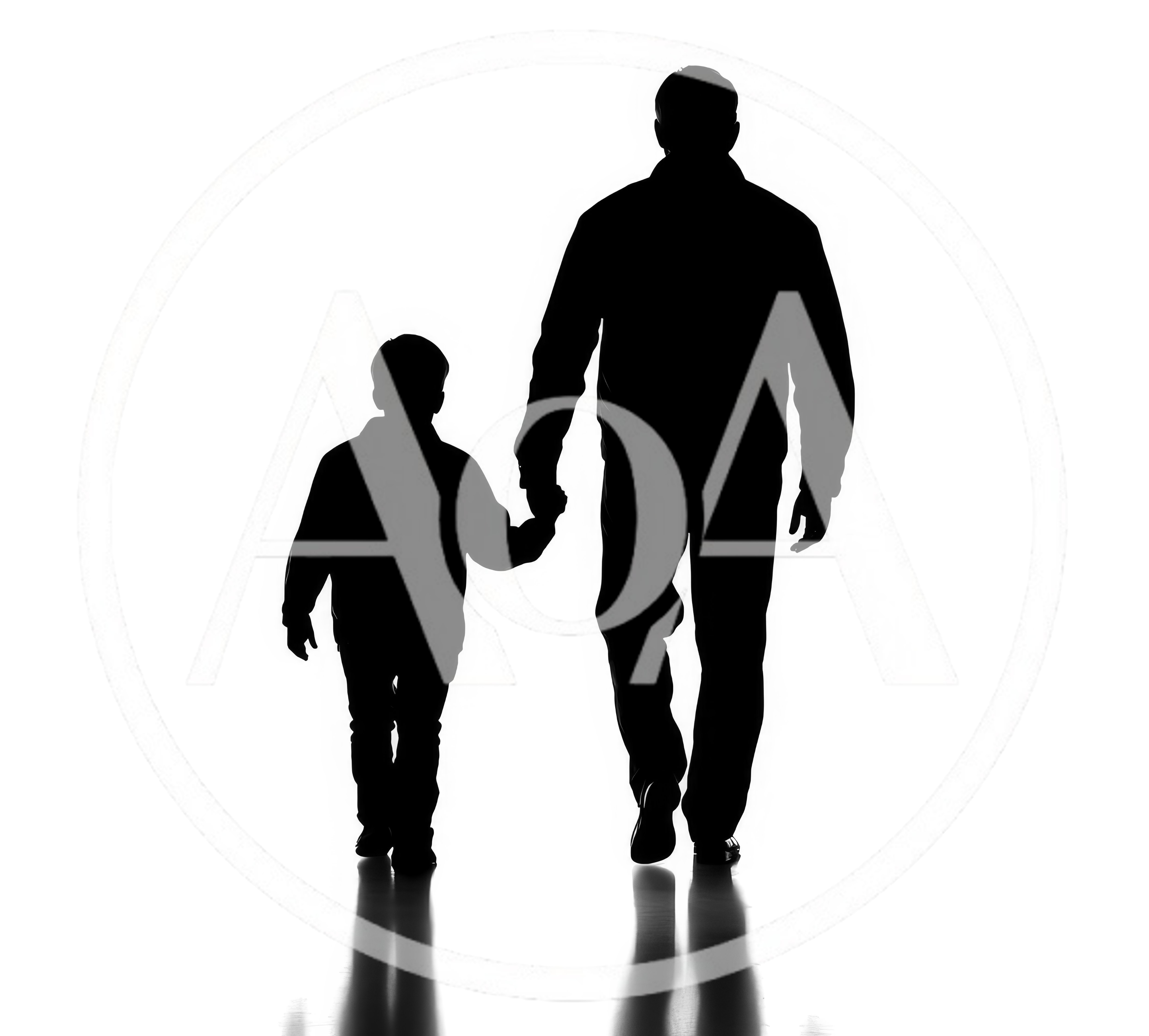 Silhouette Of A Father And Son Walking Together