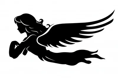 Black Silhouette Of A Flying Angel