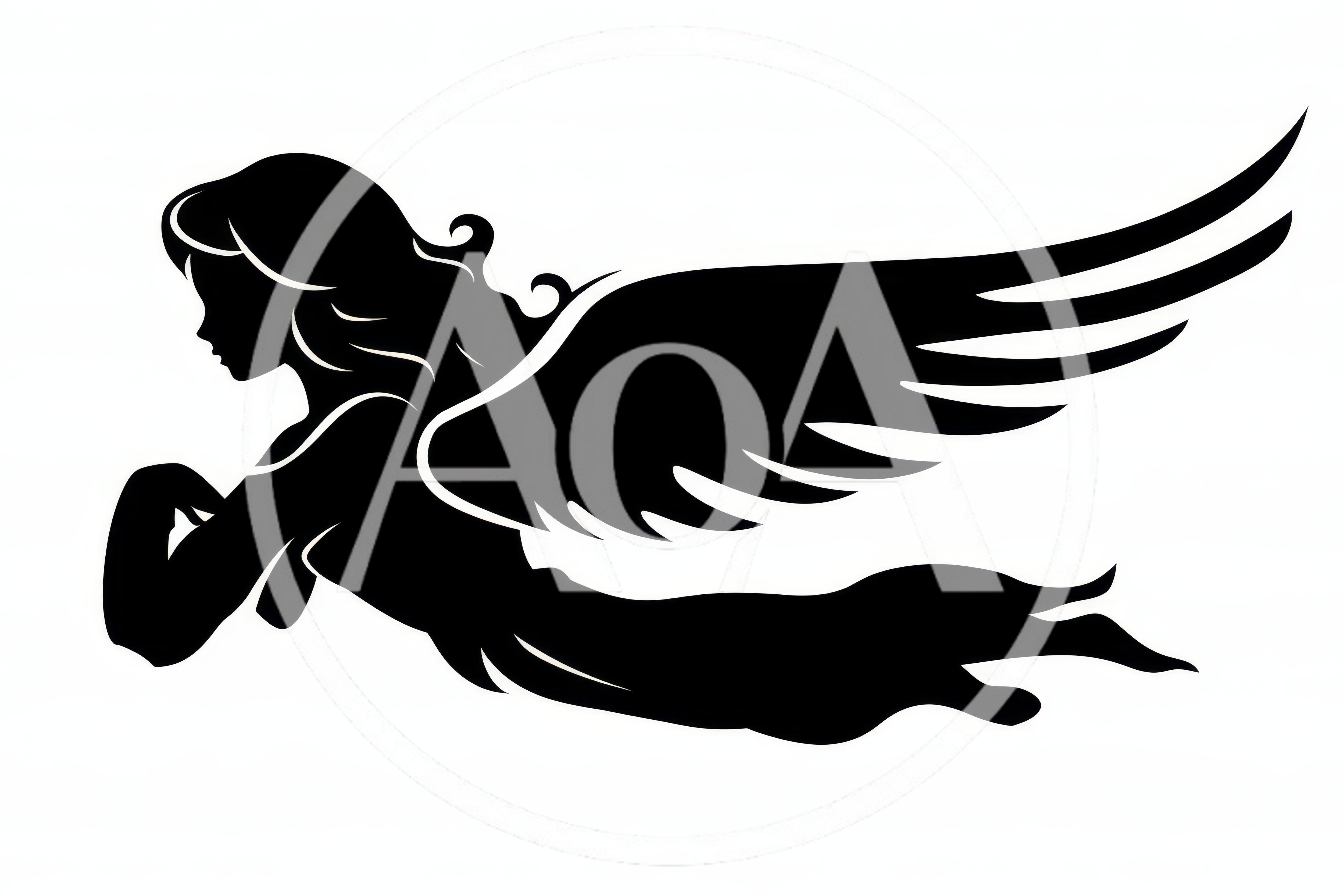 Black Silhouette Of A Flying Angel