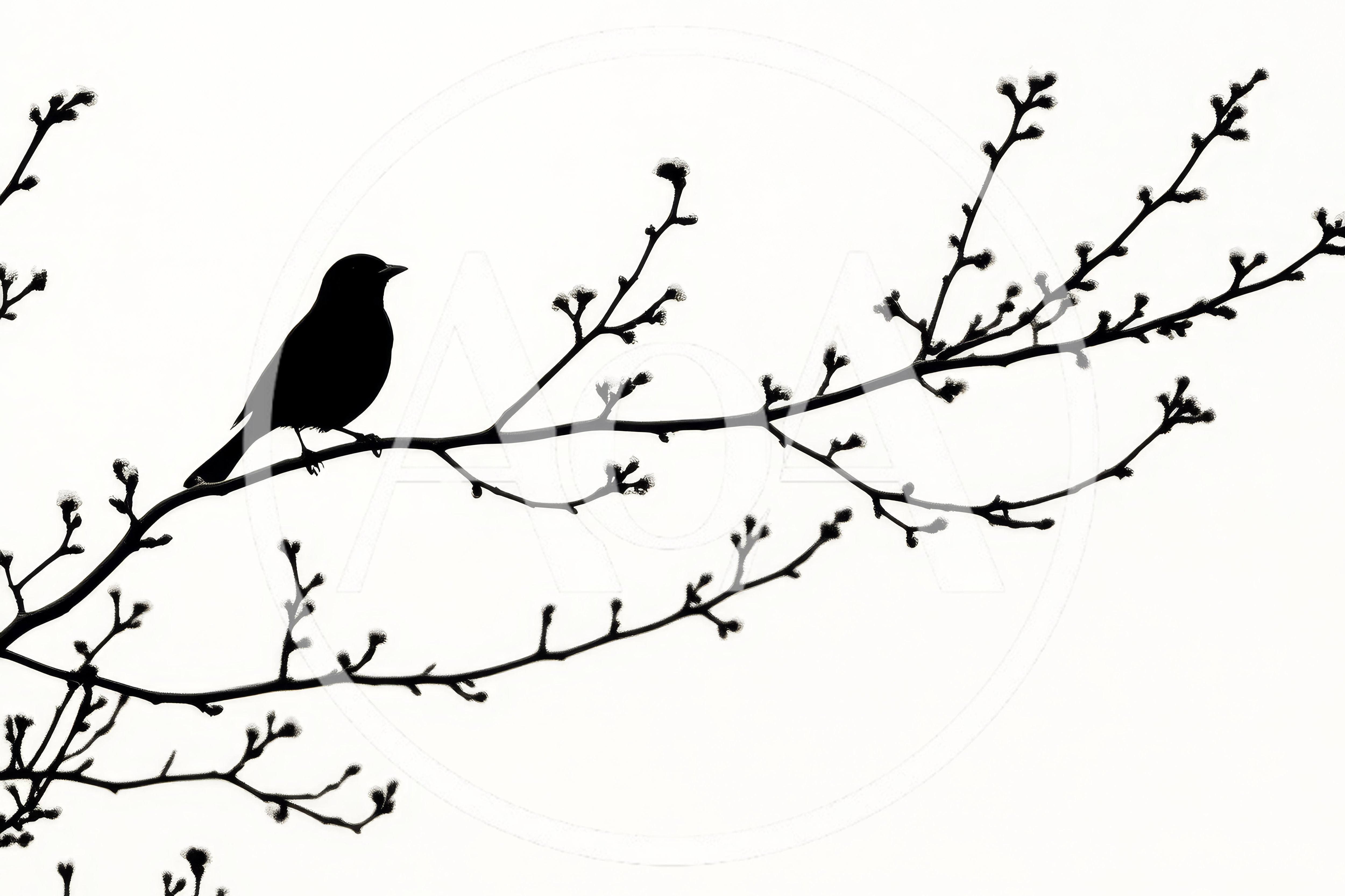 Silhouette Of A Small Bird Perched On A Branch