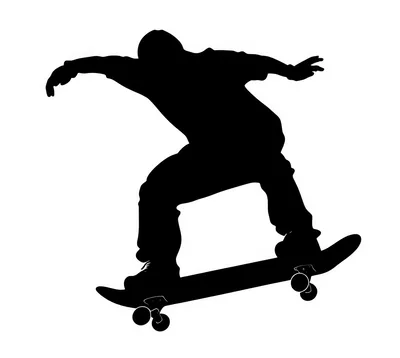 Black Silhouette Of A Skateboarder Performing A Jump