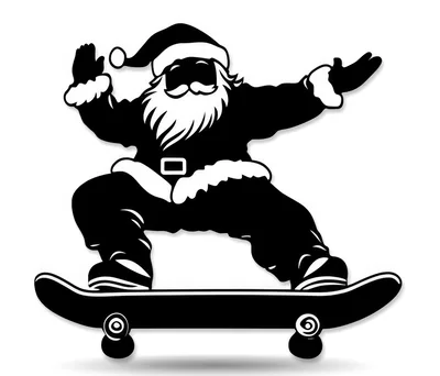 Santa Claus Riding A Skateboard Silhouette