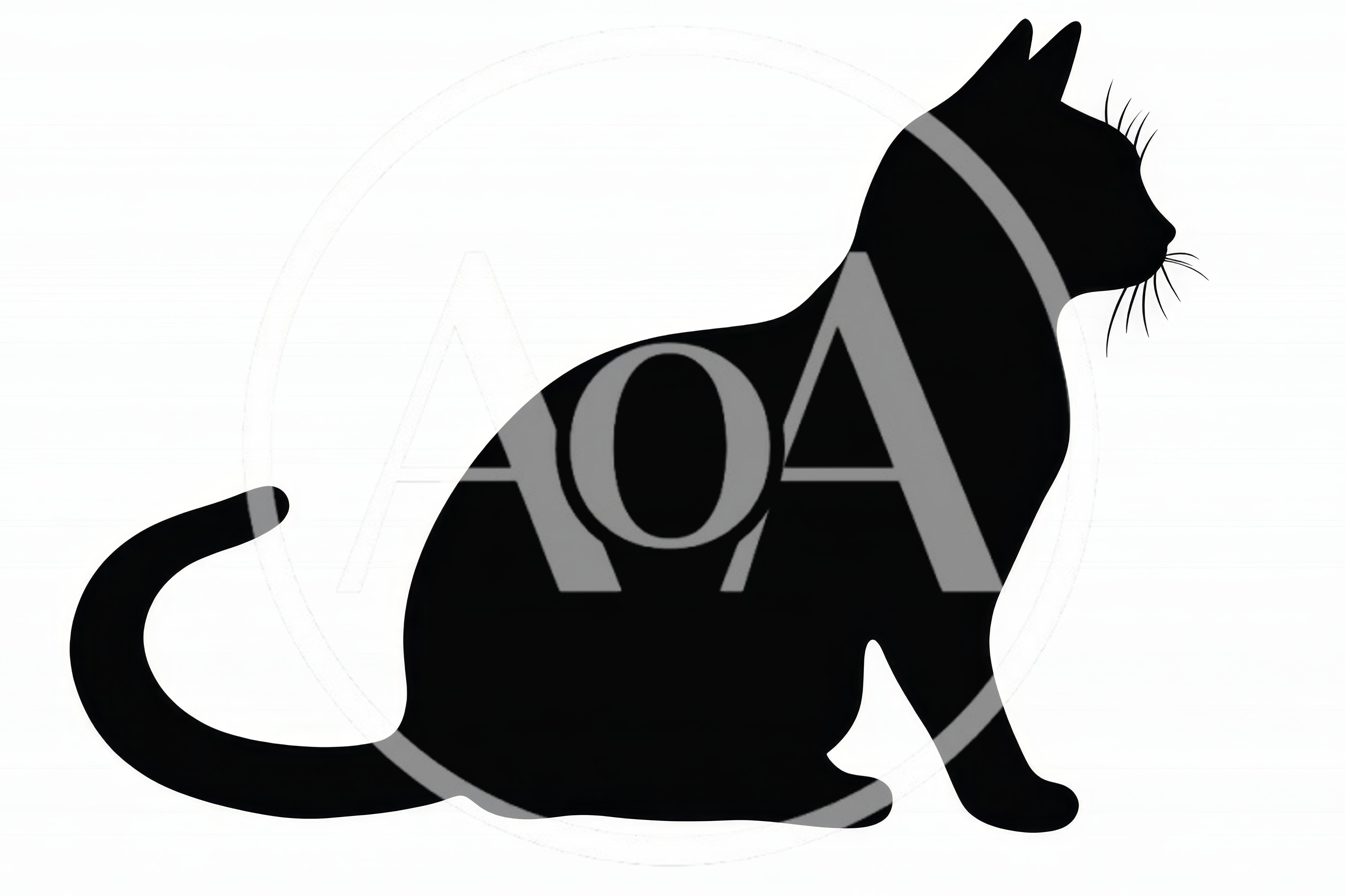 Black Cat Silhouette Sitting In Profile
