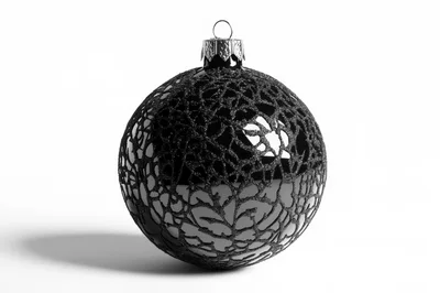 Black Glittery Christmas Ornament Isolated On White