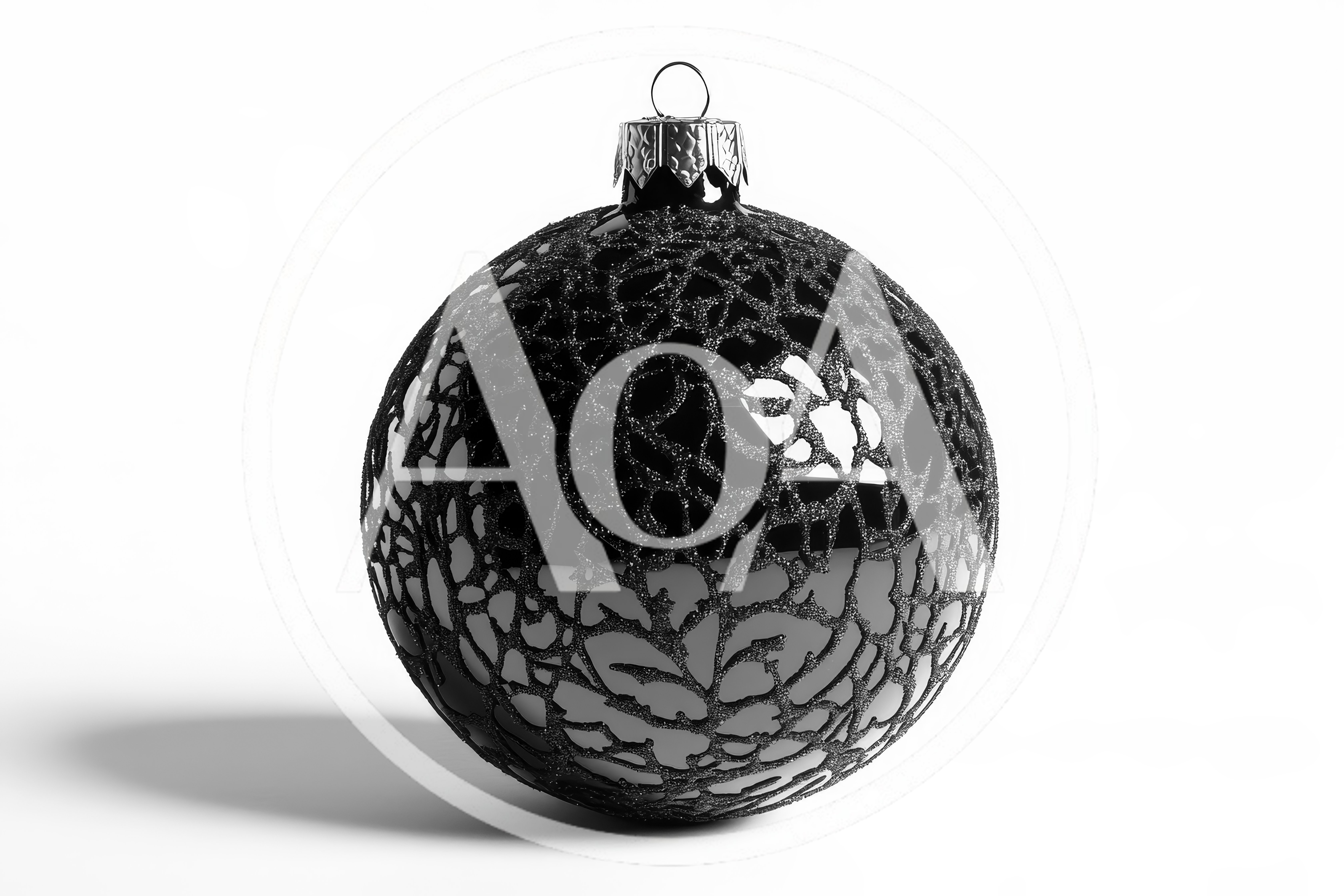 Black Glittery Christmas Ornament Isolated On White
