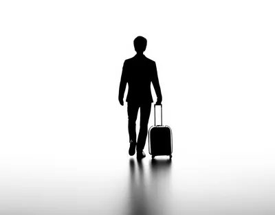 Silhouette Of A Businessman Walking With A Suitcase