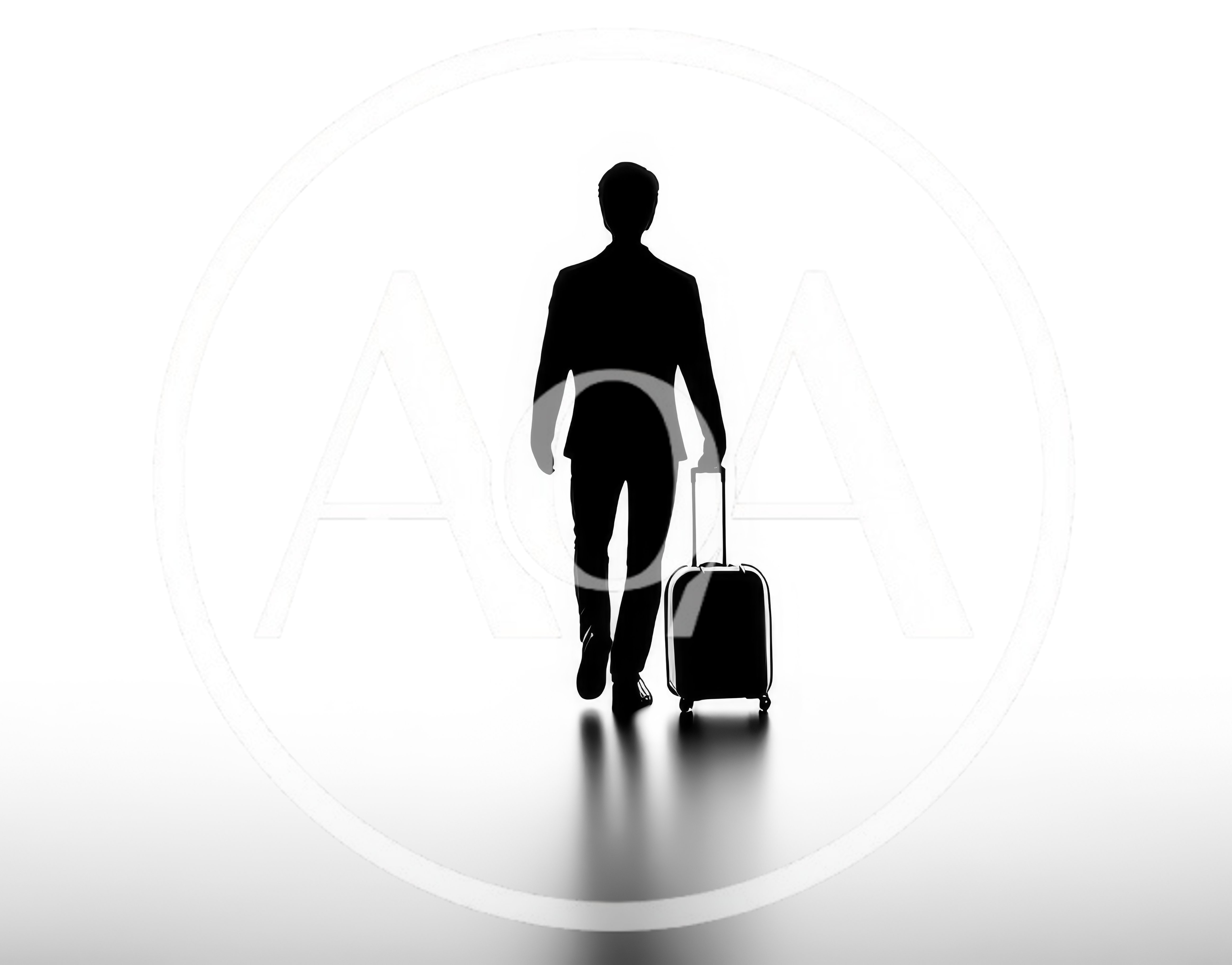 Silhouette Of A Businessman Walking With A Suitcase
