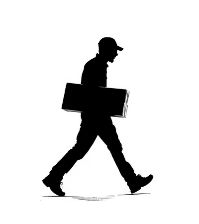 Silhouette Of A Delivery Person Carrying A Package