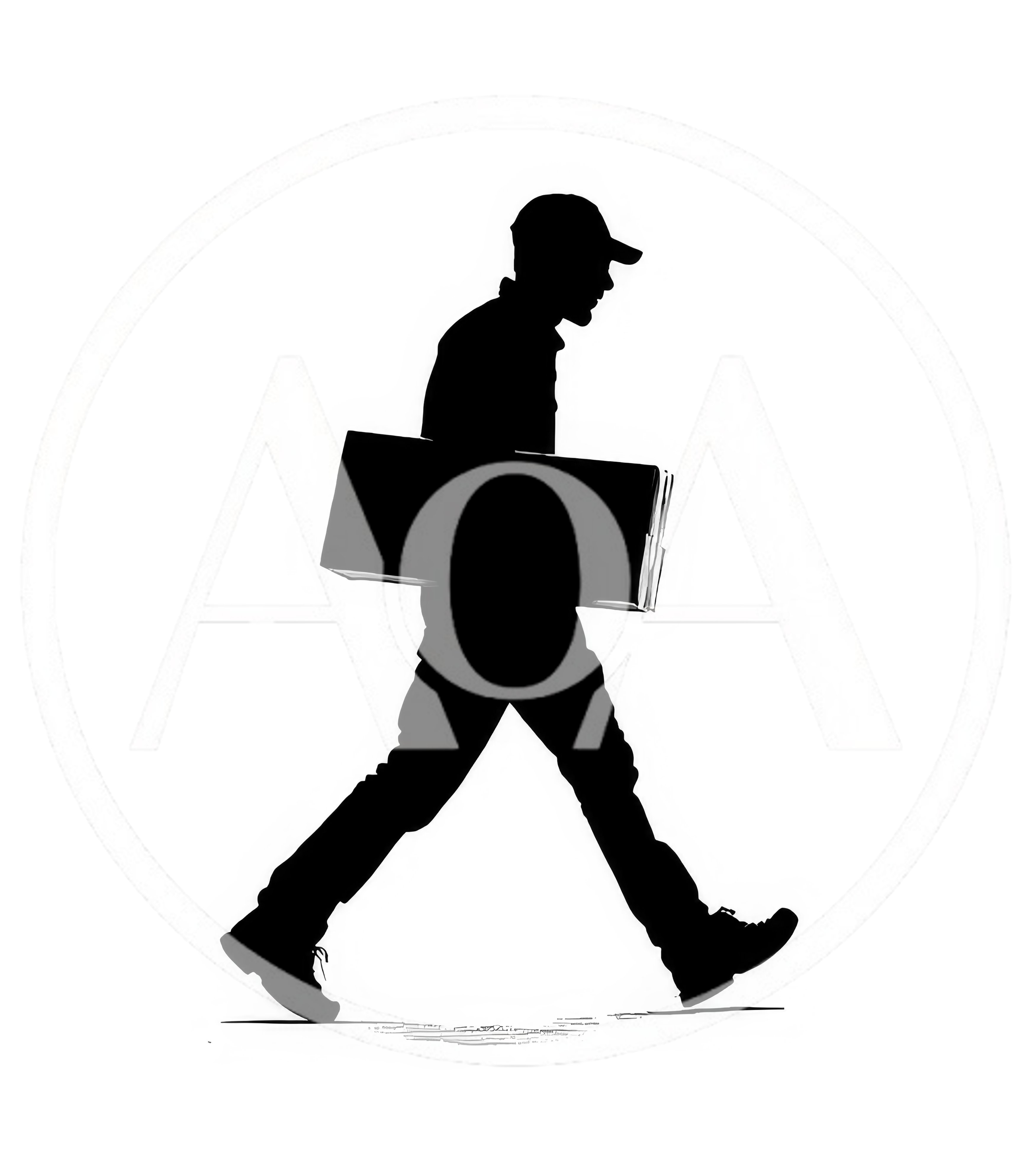Silhouette Of A Delivery Person Carrying A Package