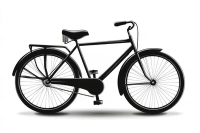 Black Vintage Bicycle Illustration On White Background