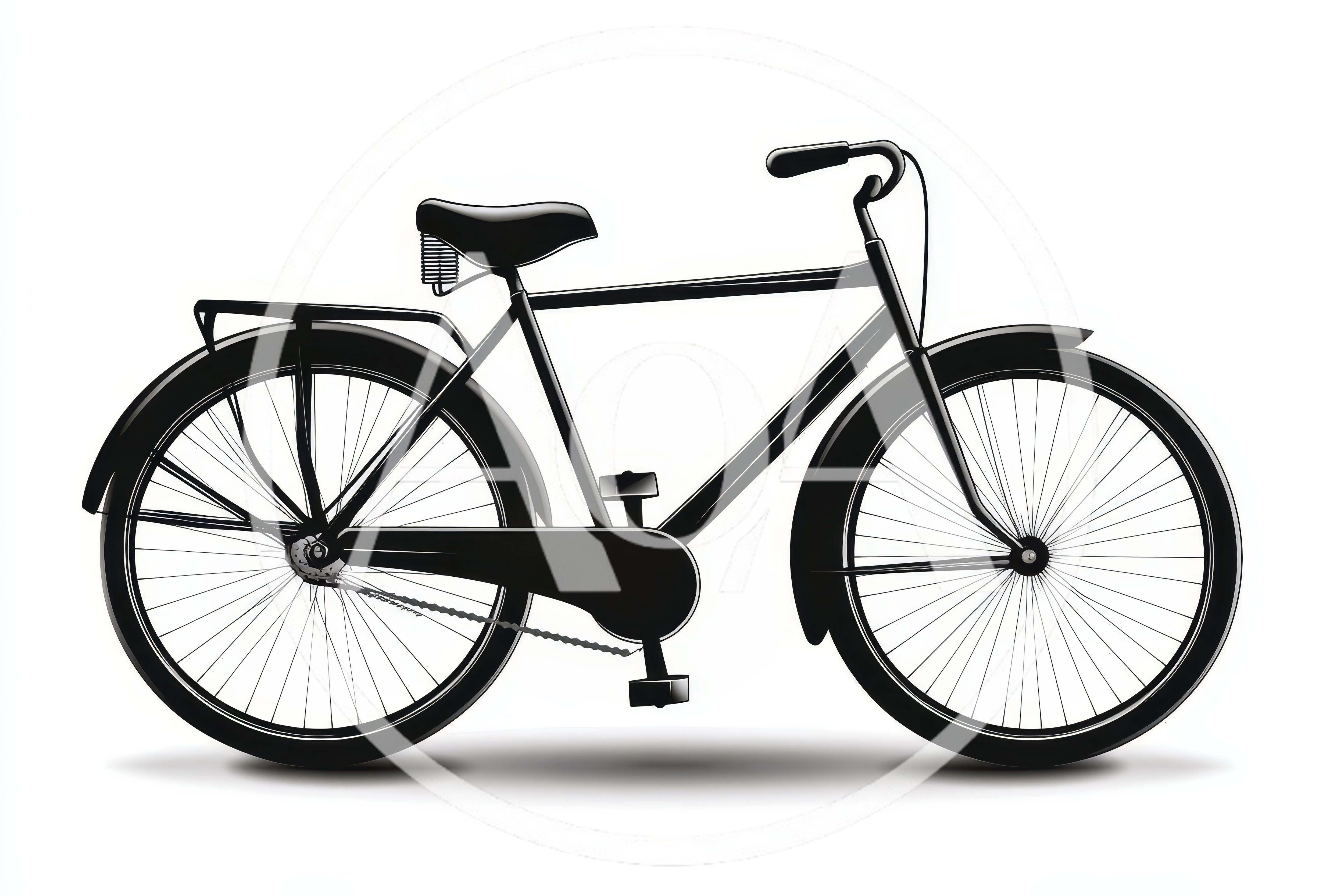 Black Vintage Bicycle Illustration On White Background