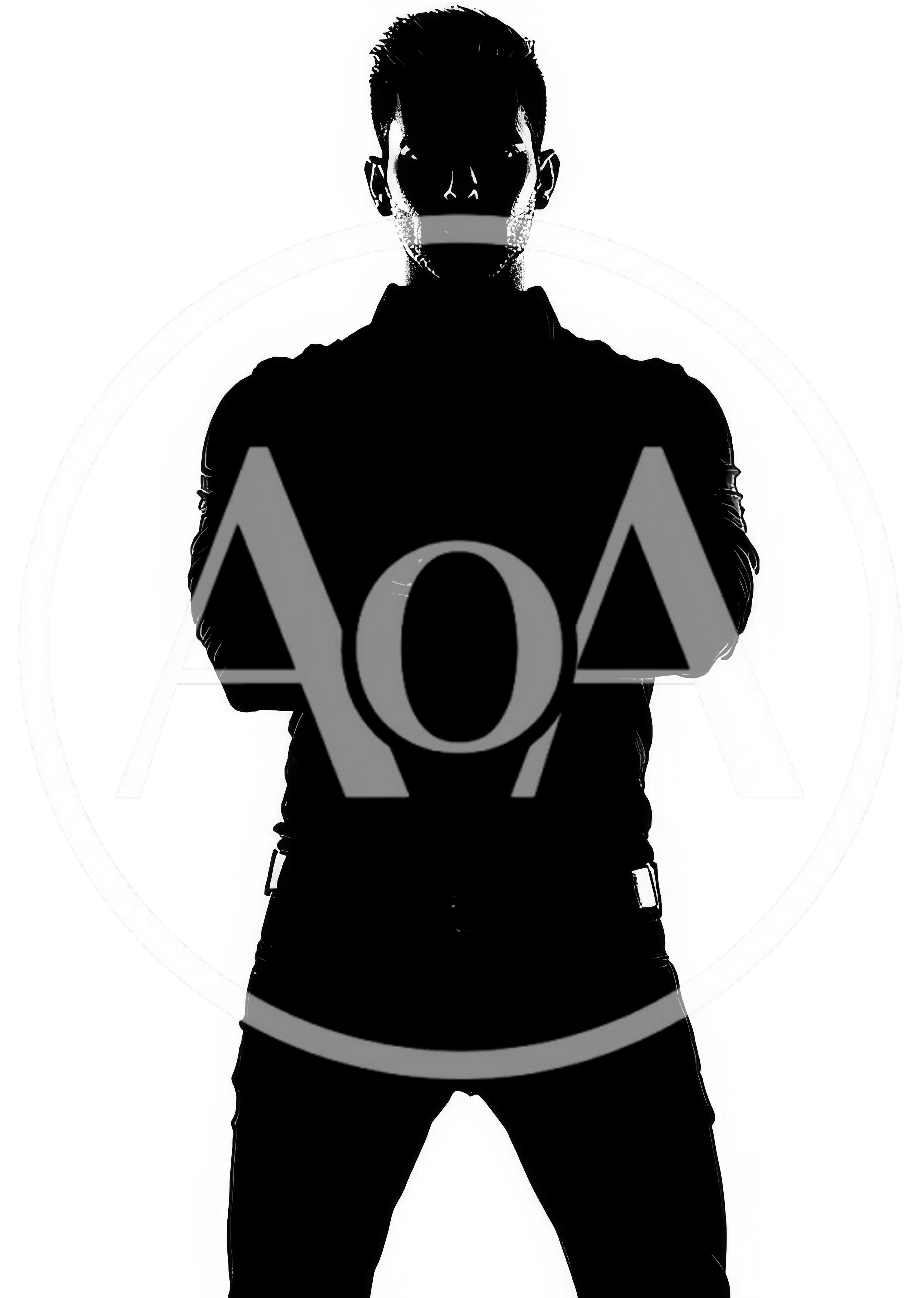 Silhouette Of A Confident Man Standing With Crossed Arms
