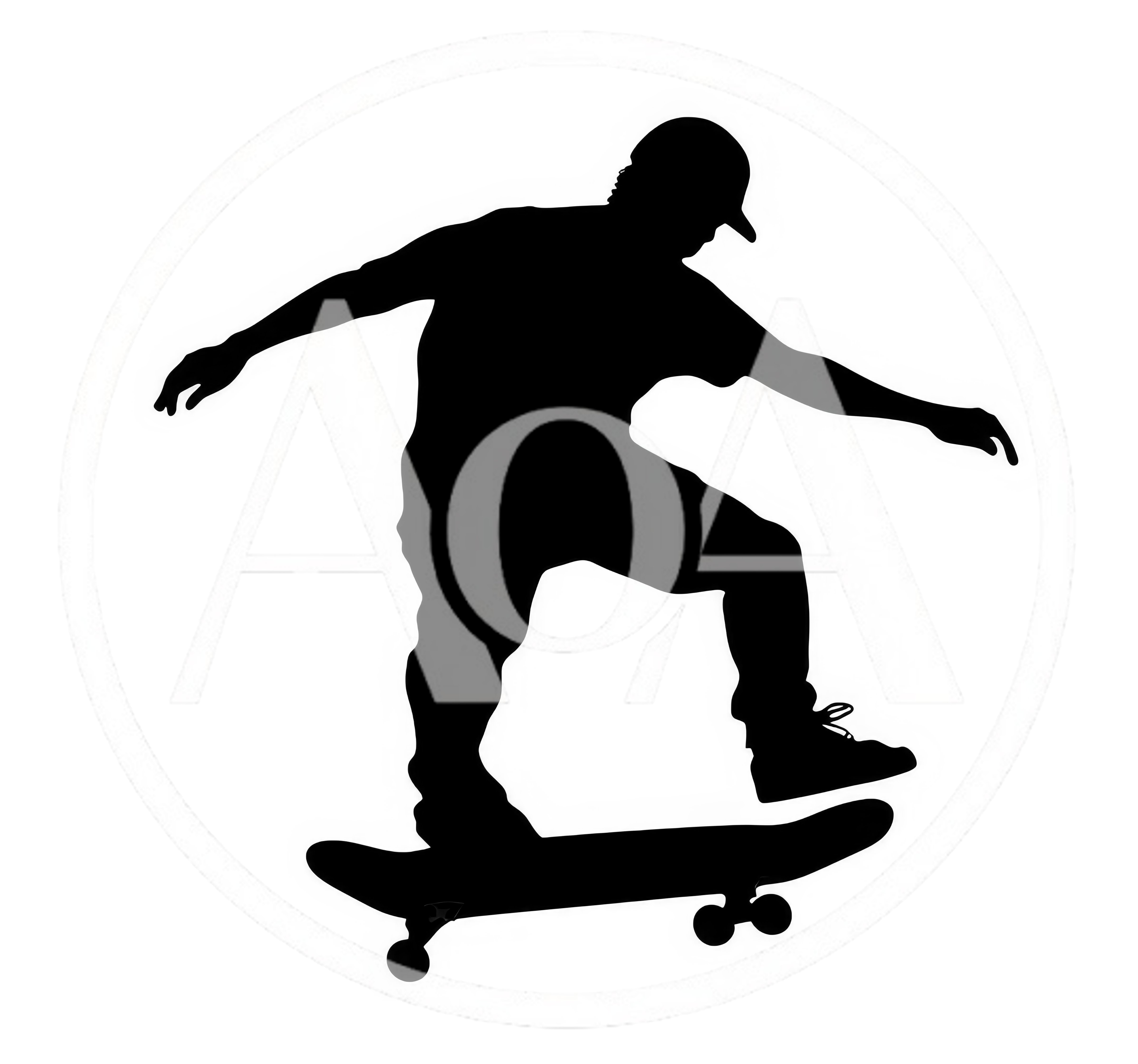 Black Silhouette Of A Skateboarder Performing A Trick
