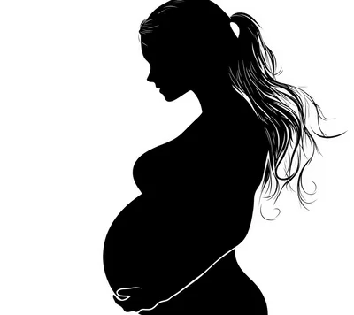 Silhouette Of A Pregnant Woman In Profile