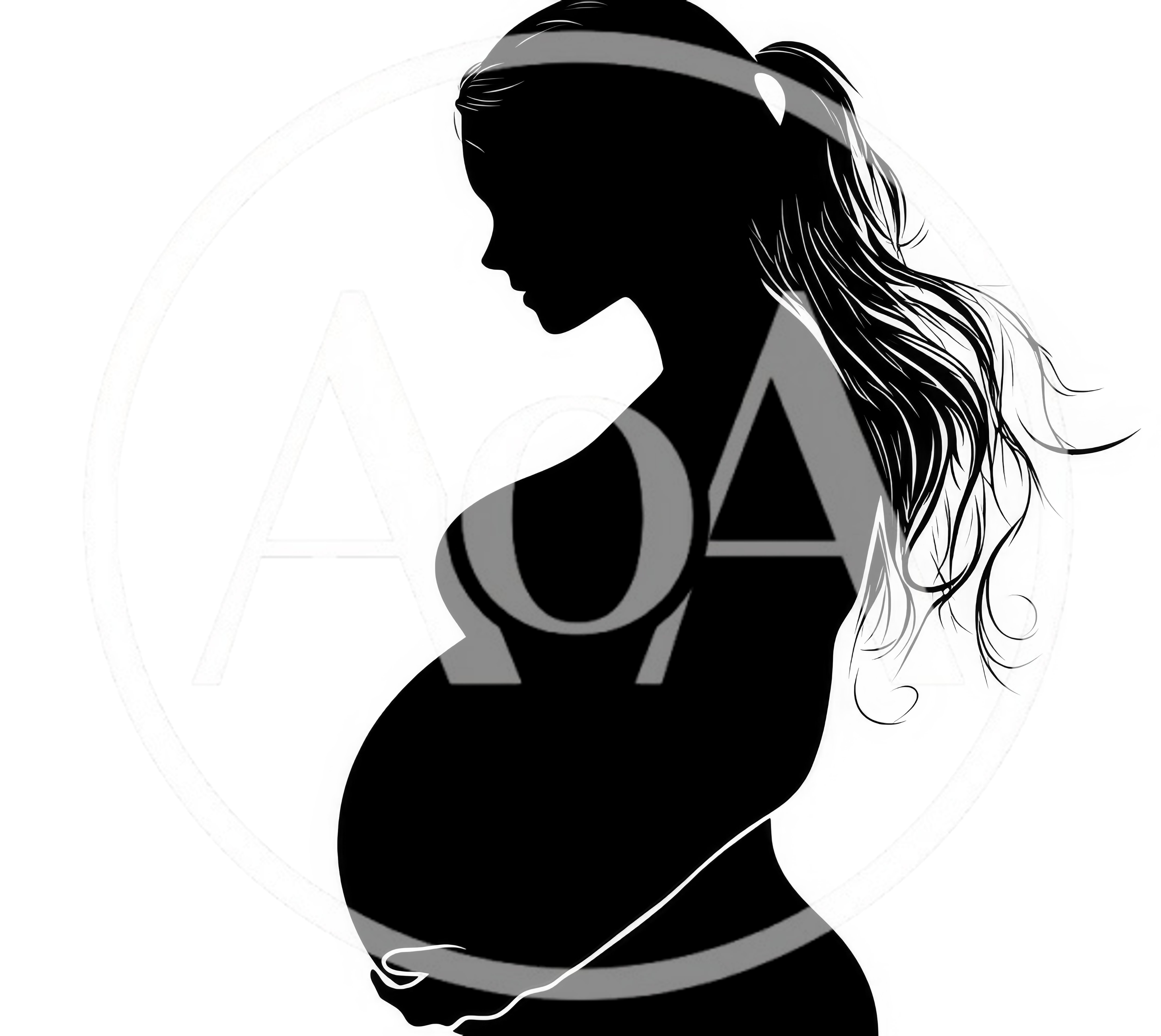 Silhouette Of A Pregnant Woman In Profile