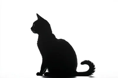 Silhouette of a Black Cat Sitting