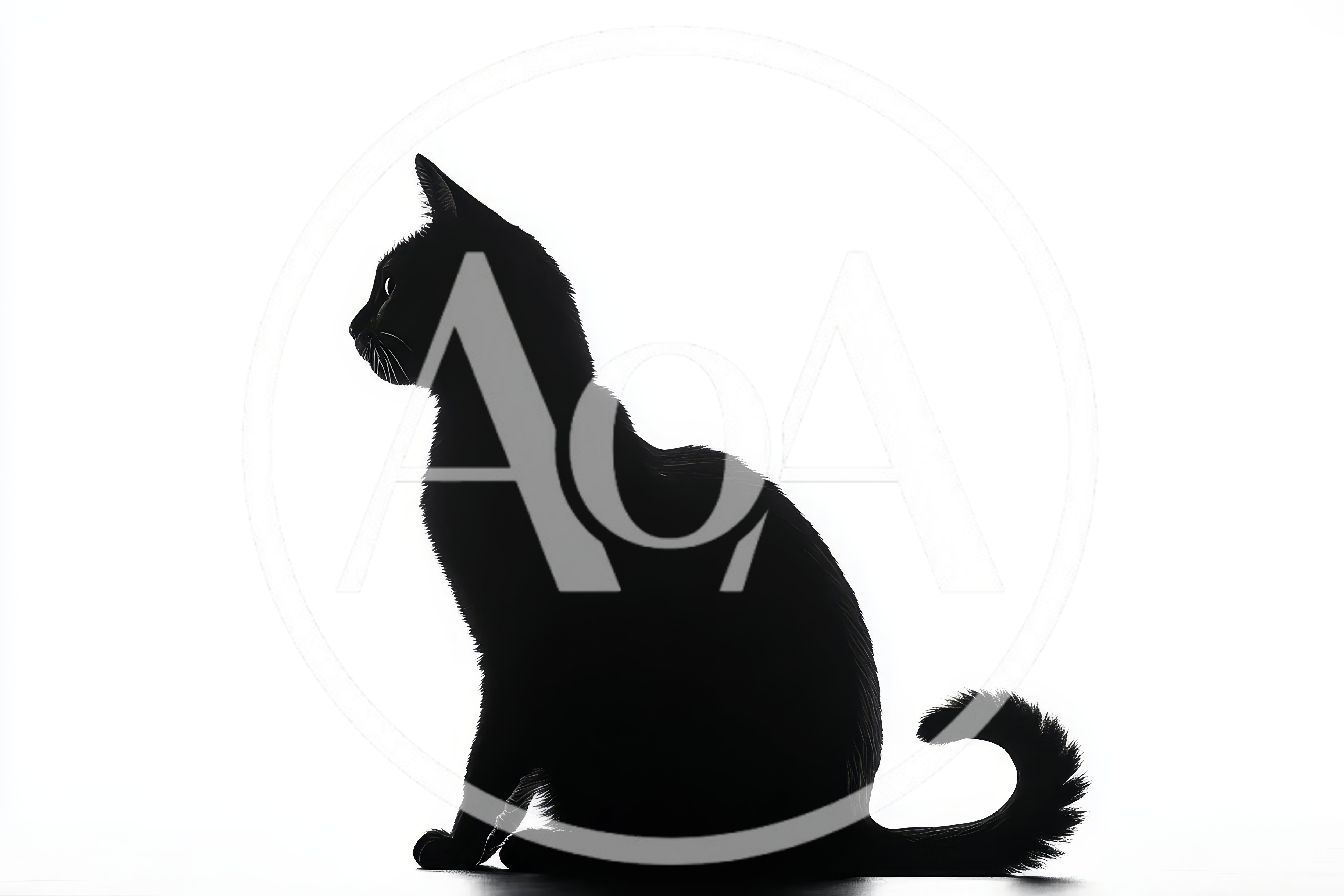 Silhouette of a Black Cat Sitting