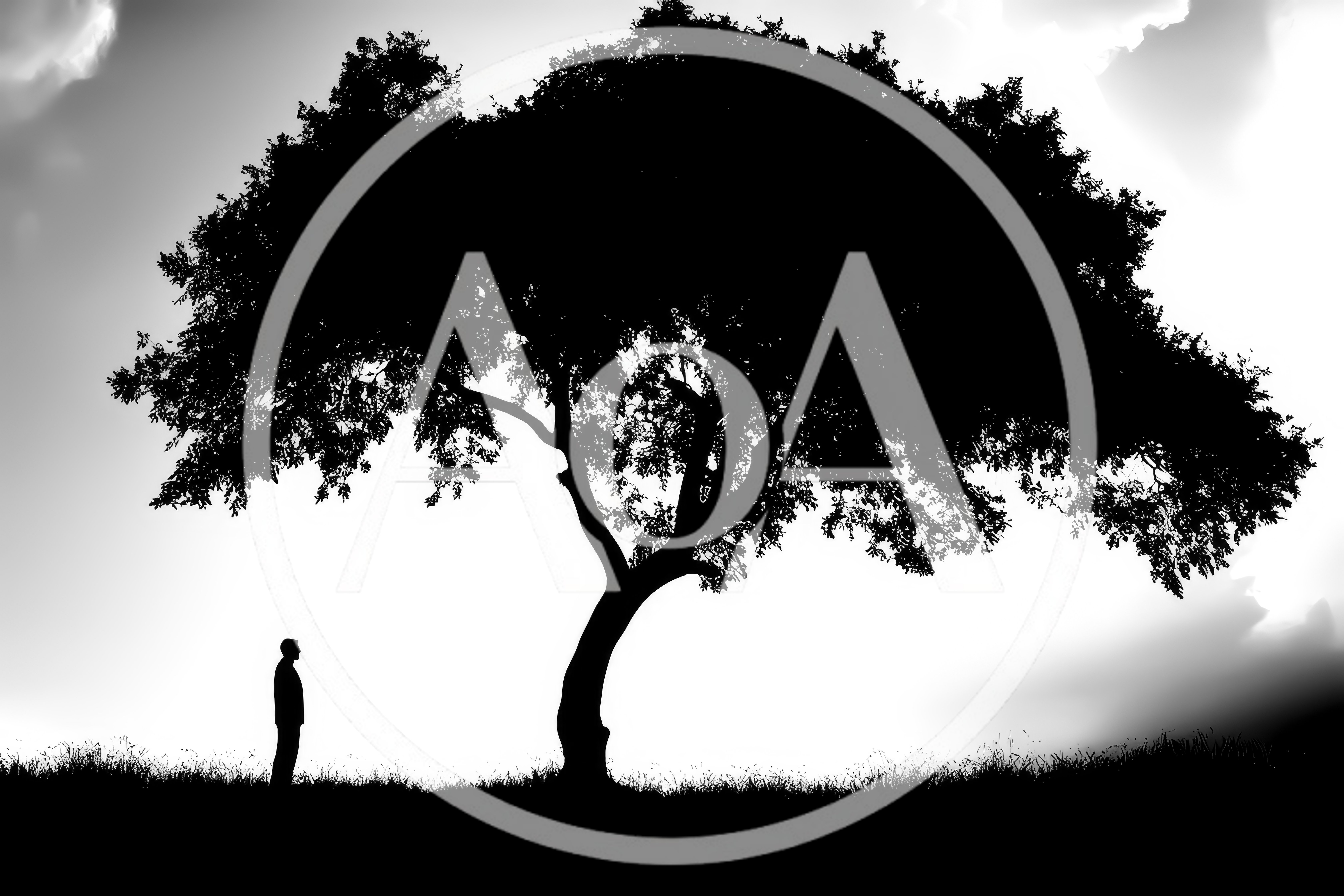 Silhouette Of A Man Standing Under A Large Tree