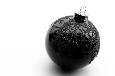 Black Christmas Ornament With Glitter Swirl Design