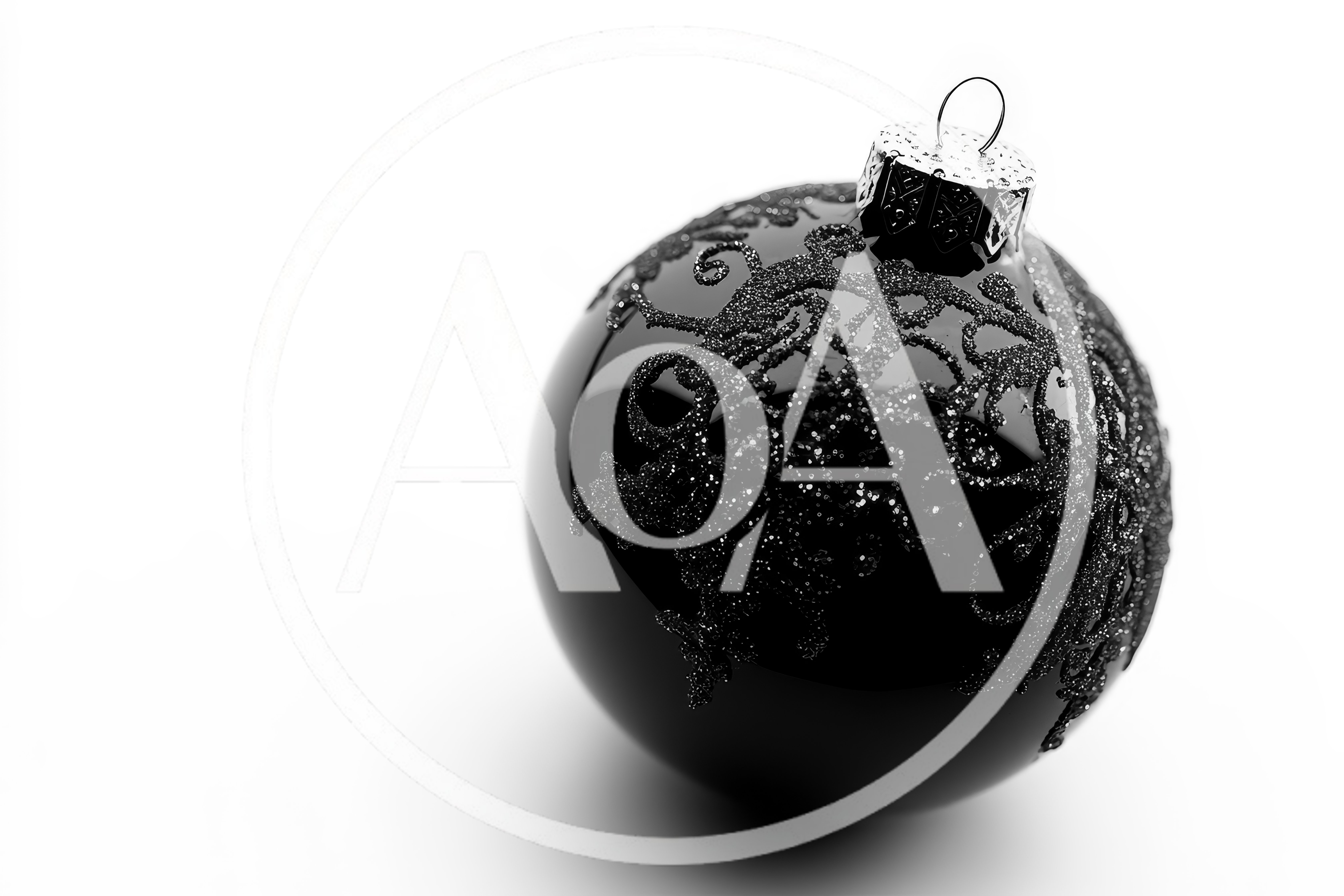 Black Christmas Ornament With Glitter Swirl Design