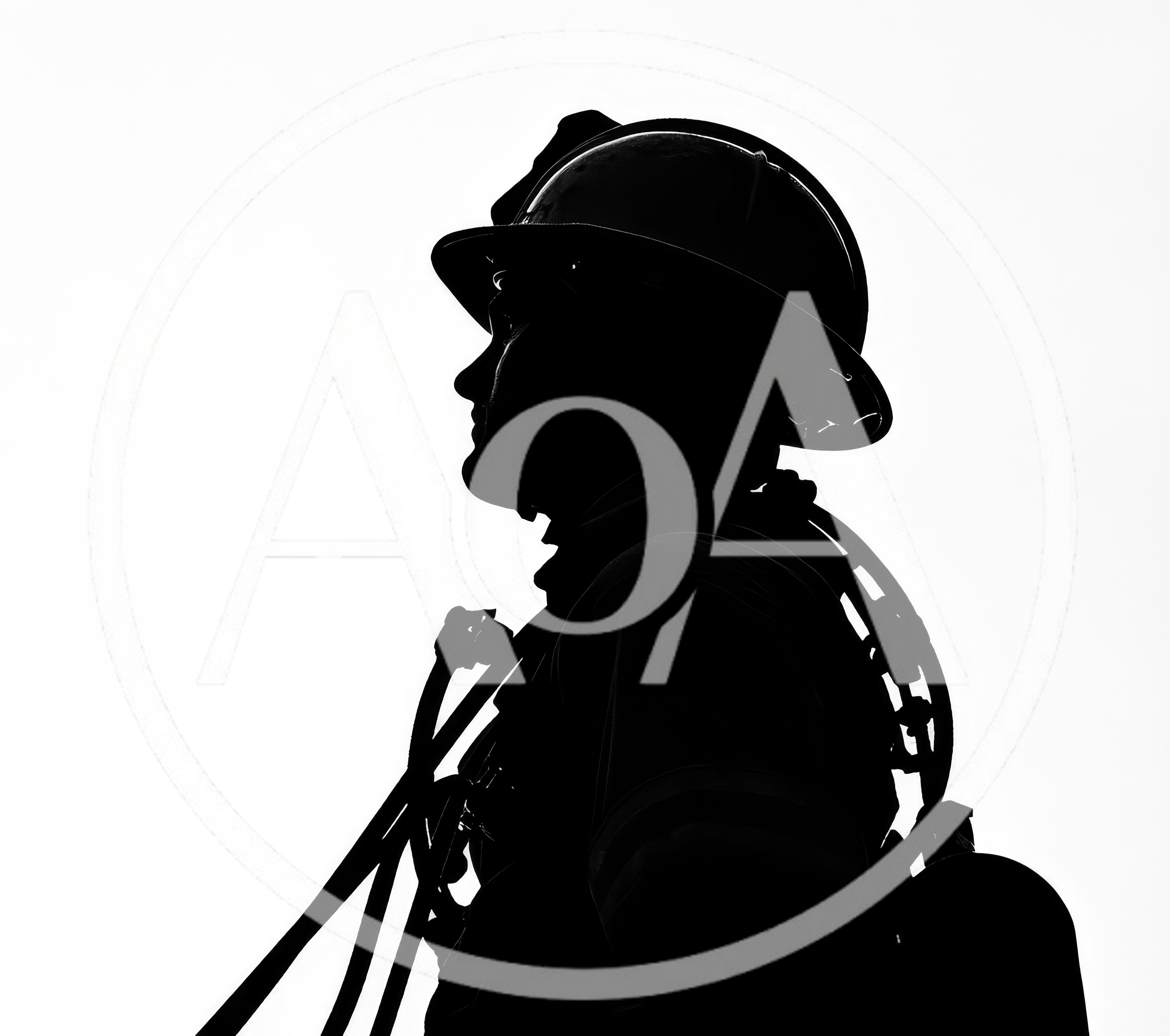 Silhouette Of A Firefighter In Protective Gear