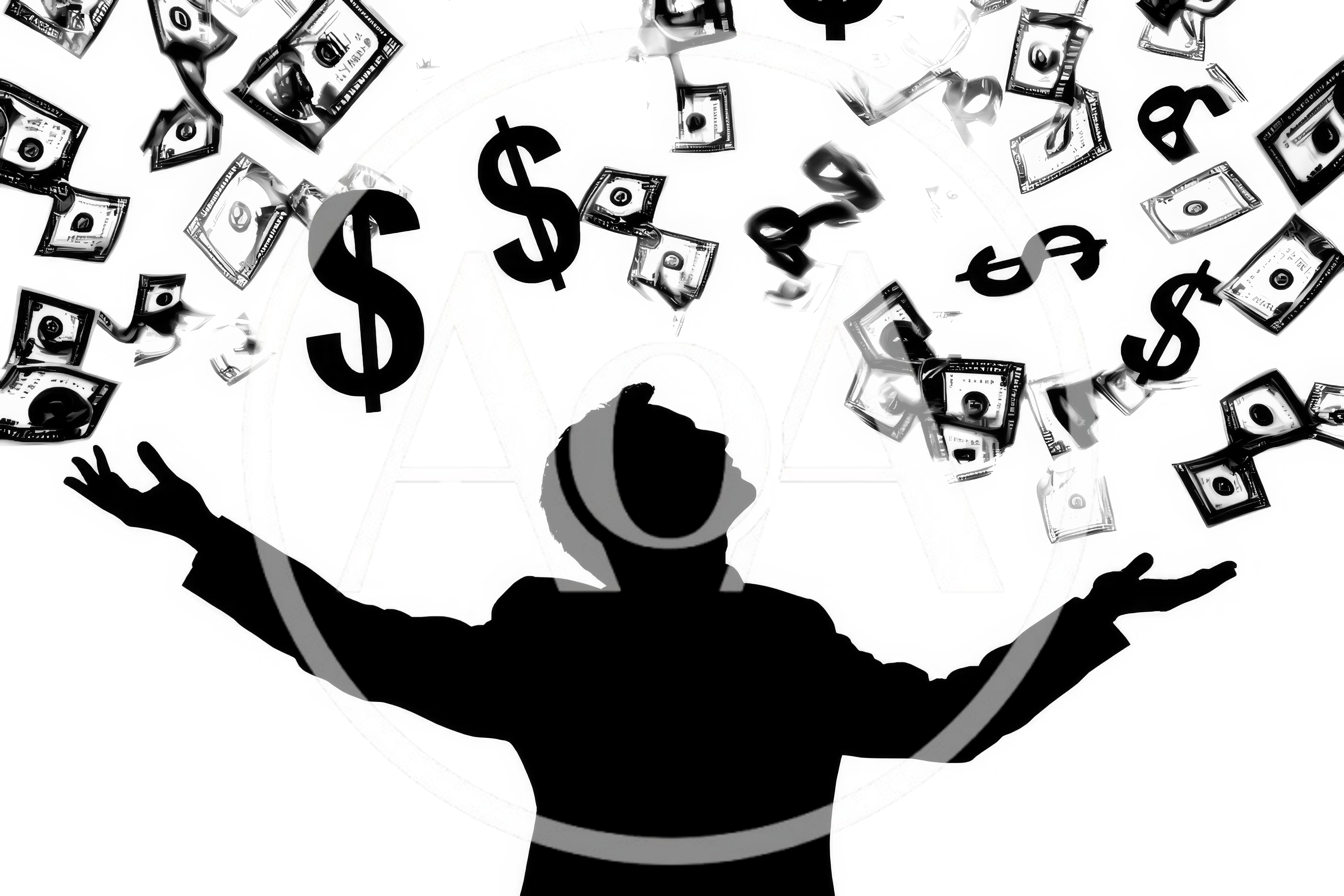 Silhouette Of A Businessman Celebrating Financial Success