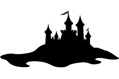 Black Silhouette Of A Fairytale Castle On A Hill