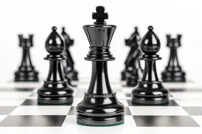 Black Chess King Standing Among Other Pieces